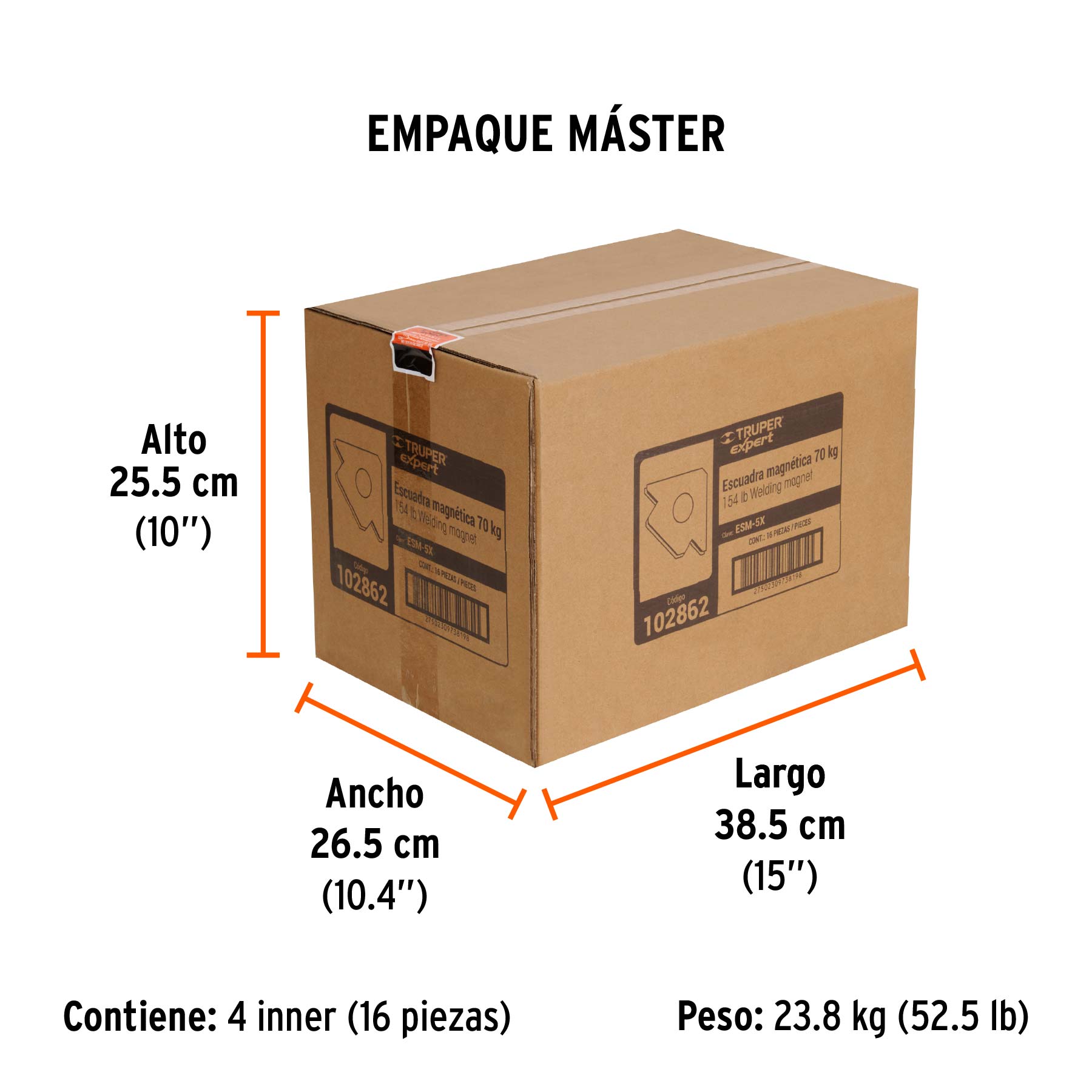 Escuadra magnética para soldar de 5-1/2" carga 70 kg, EXPERT - Empaque