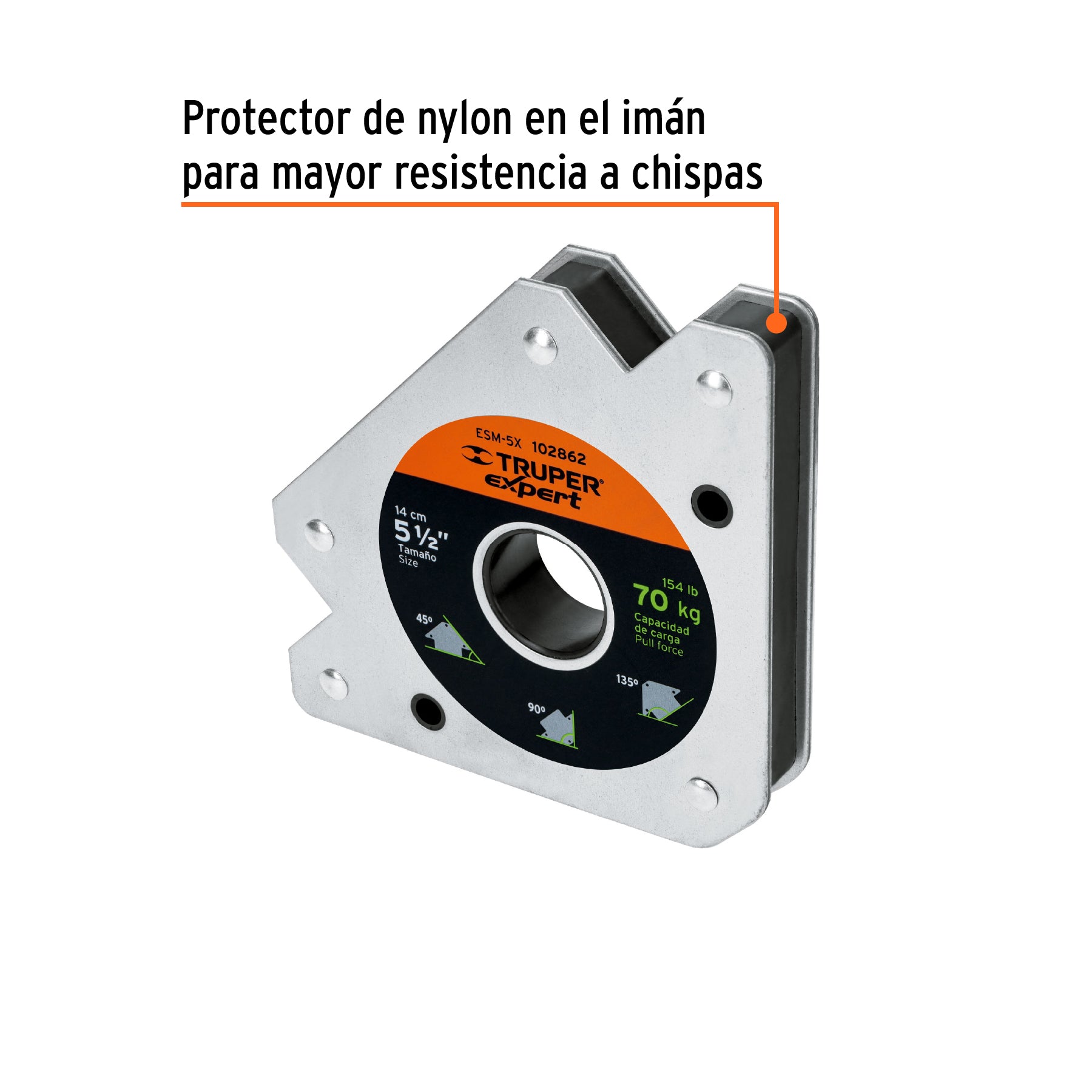 Escuadra magnética para soldar de 5-1/2" carga 70 kg, EXPERT