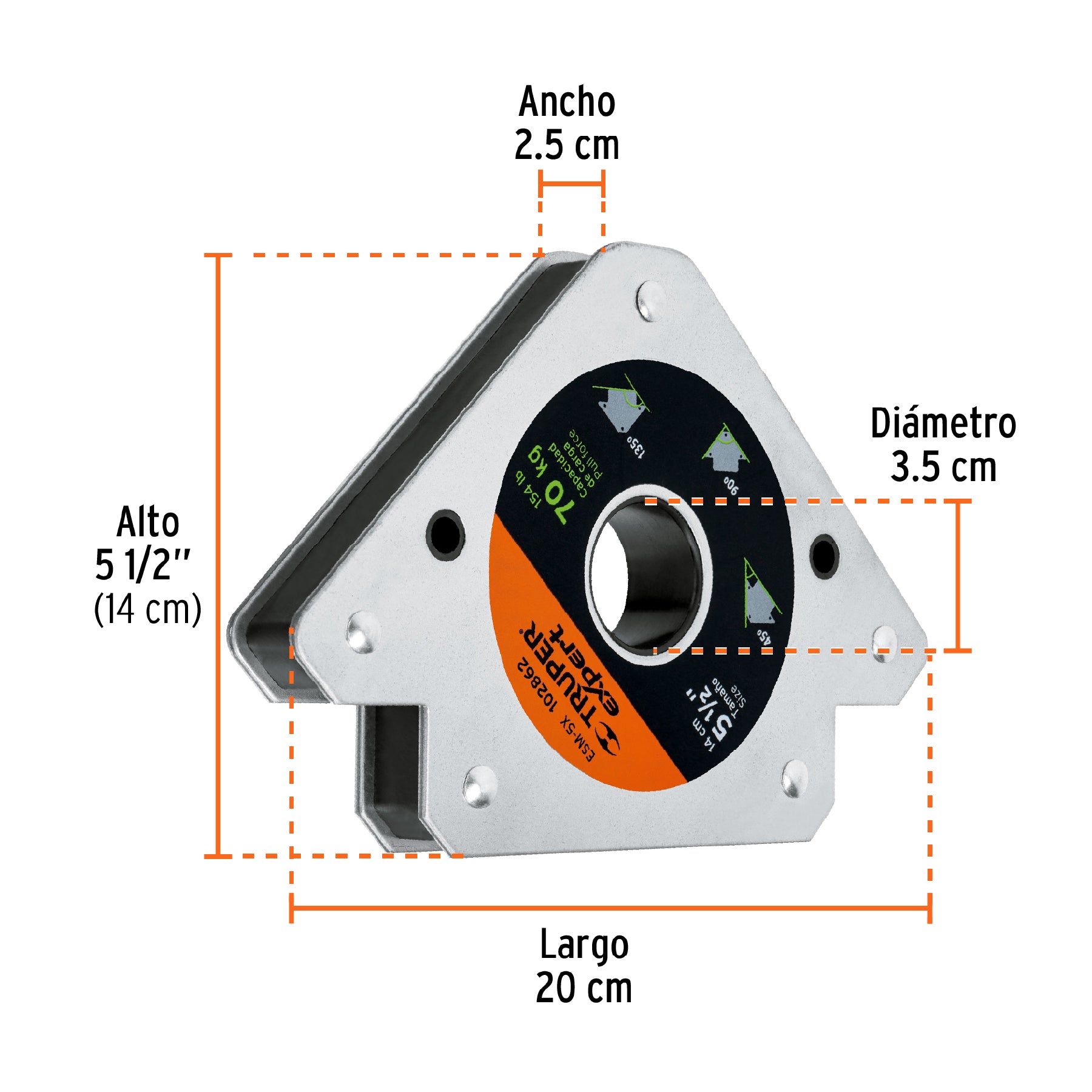 Escuadra magnética para soldar de 5-1/2" carga 70 kg, EXPERT
