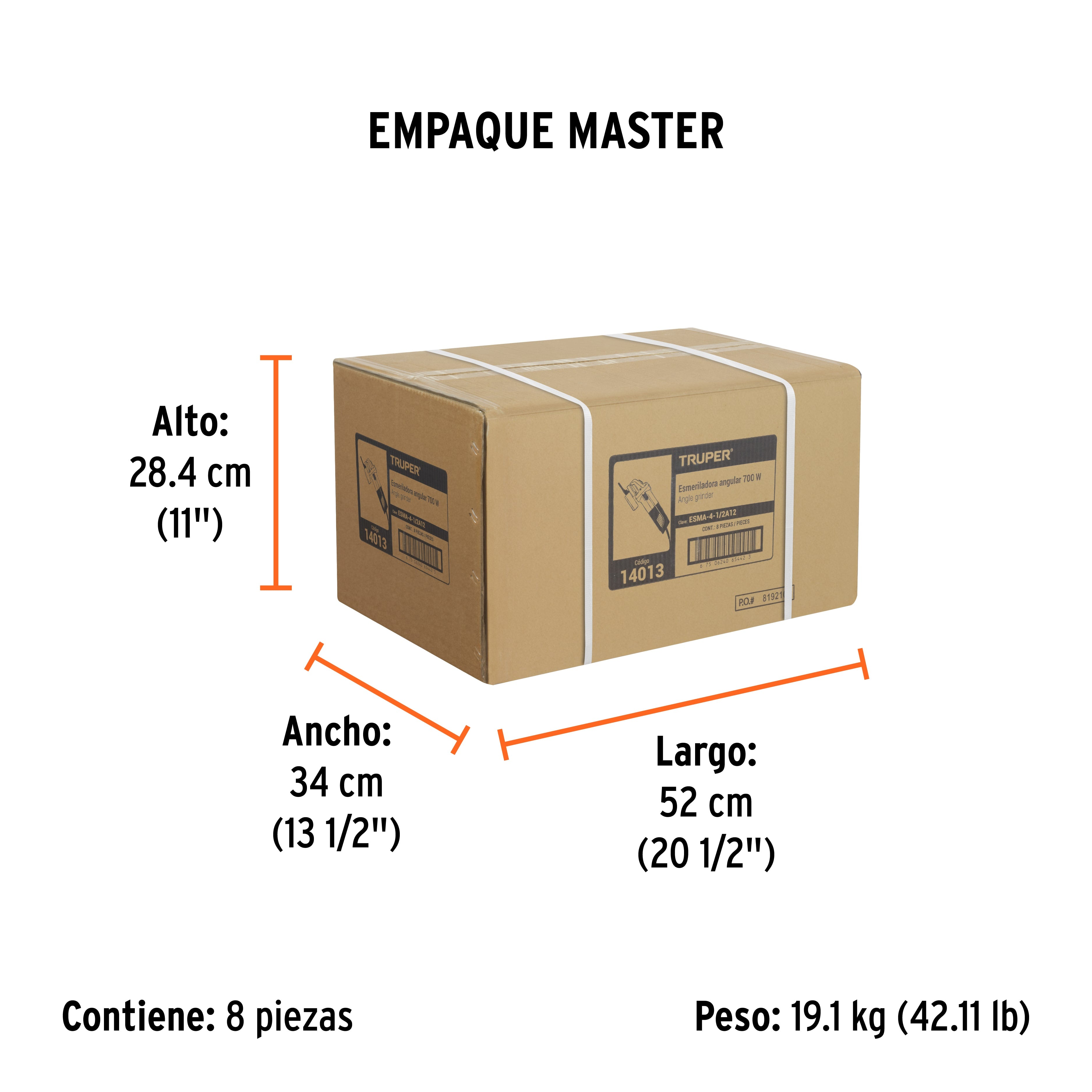 Esmeriladora angular 4-1/2", 700W, TRUPER PRO - Empaque