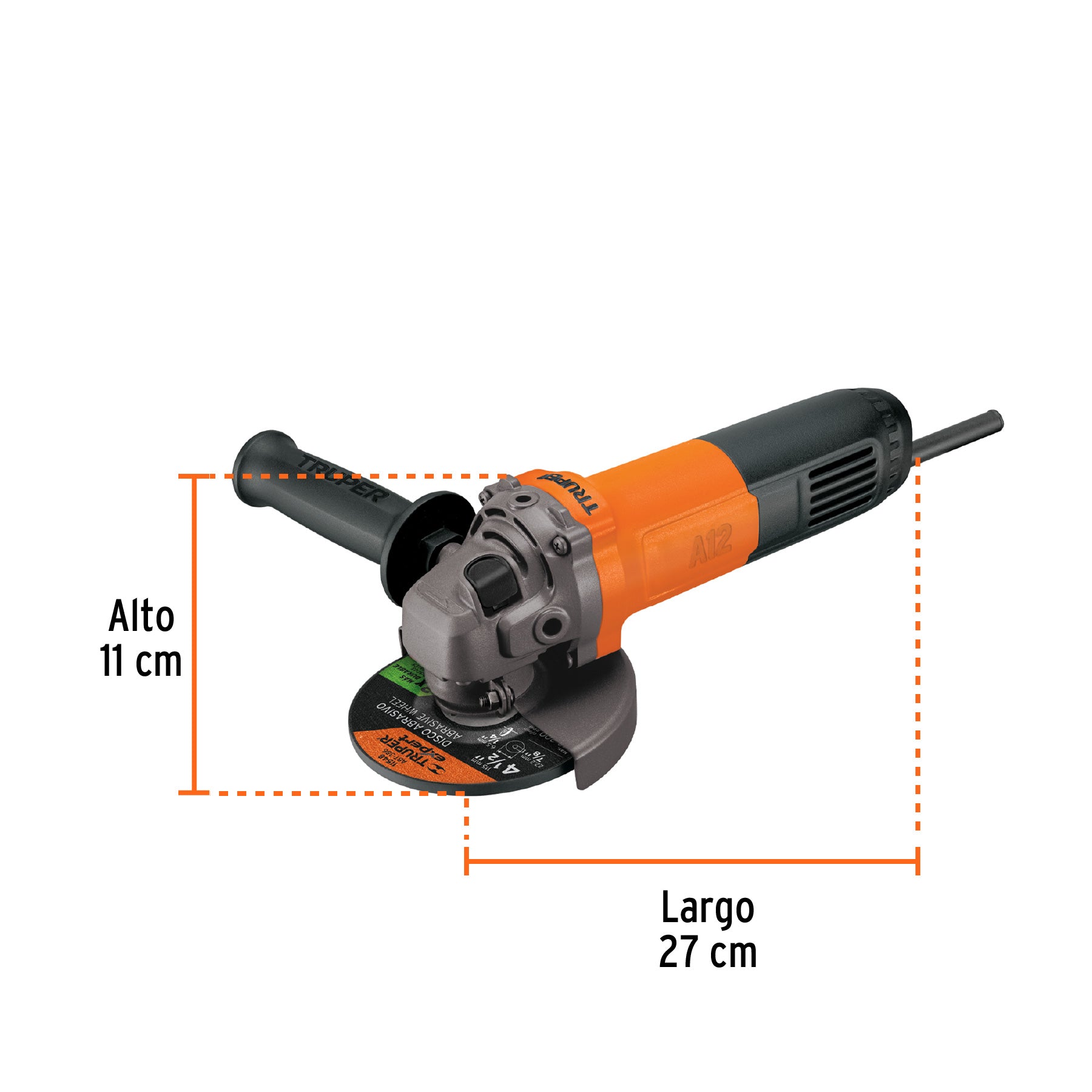 Esmeriladora angular 4-1/2", 700W, TRUPER PRO