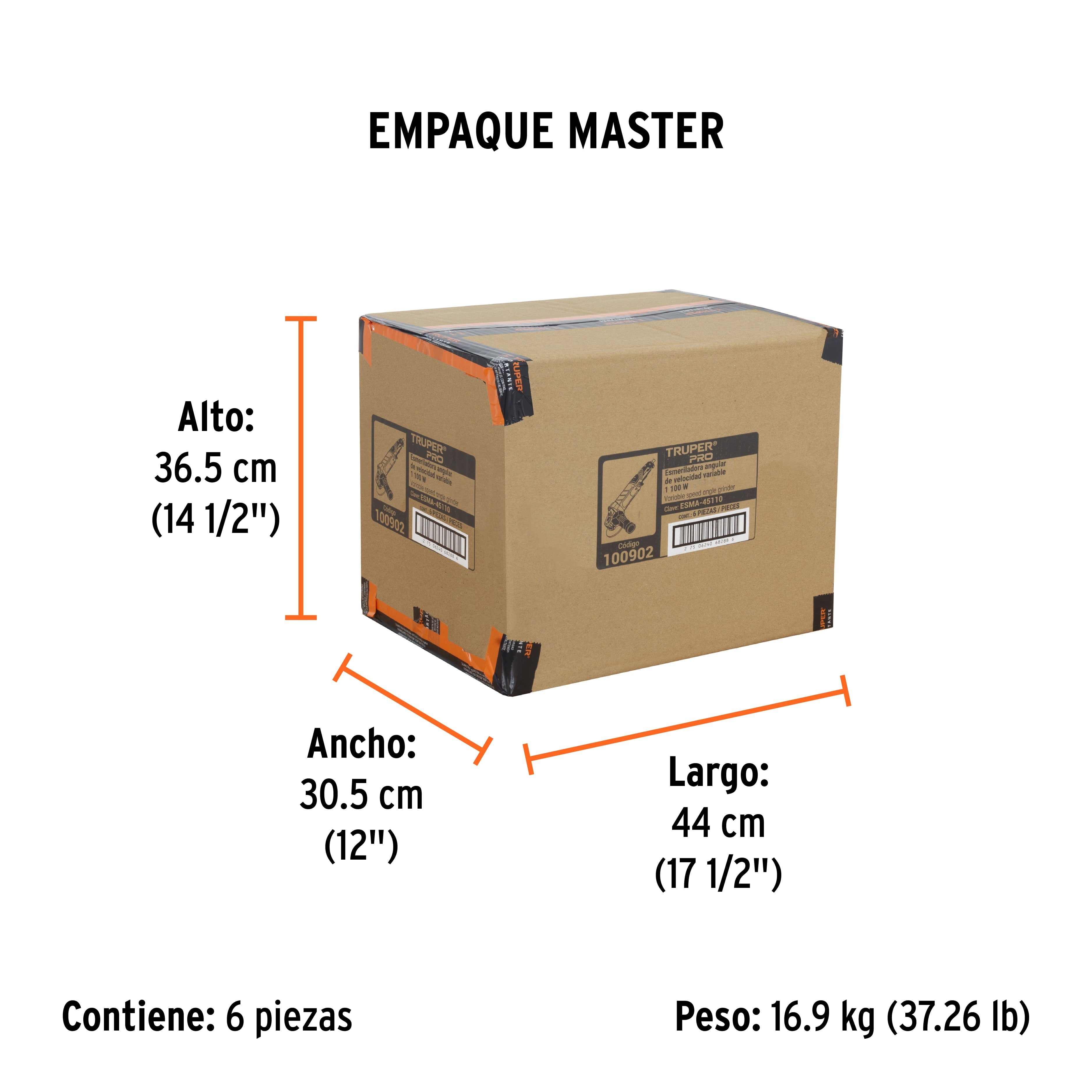 Esmeriladora angular 4-1/2", 1100W, TRUPER PRO - Empaque