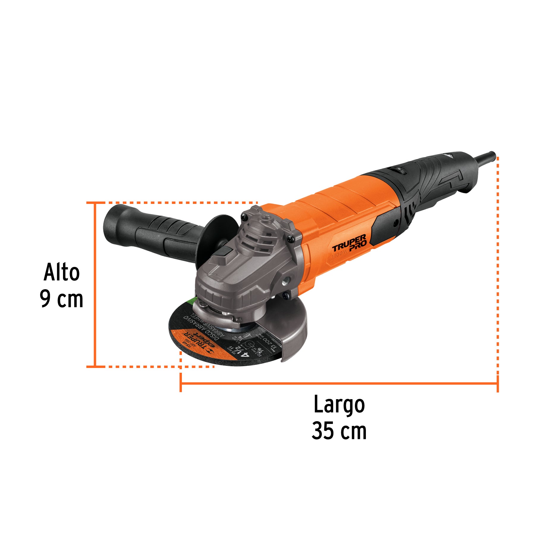 Esmeriladora angular 4-1/2", 1100W, TRUPER PRO