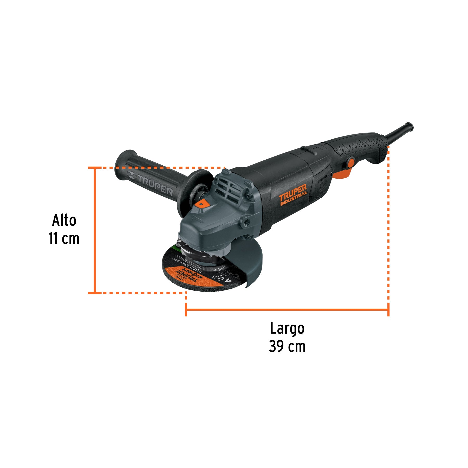 Esmeriladora angular 4-1/2", 1250W, TRUPER INDUSTRIAL