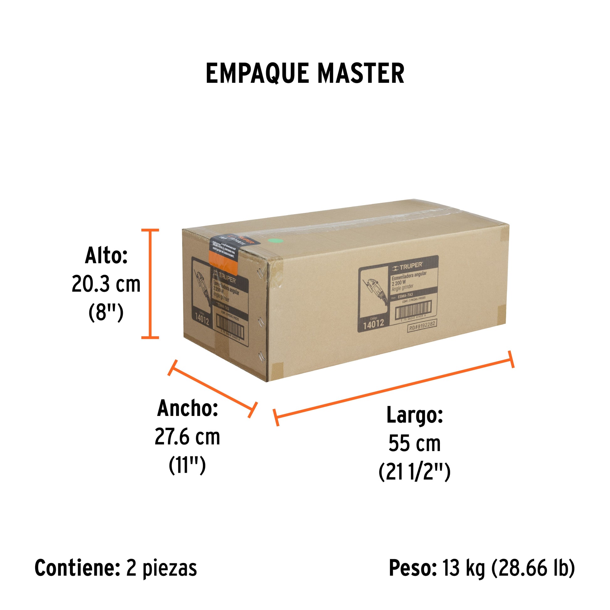 Esmeriladora angular 7", 2200W, TRUPER PRO - Empaque