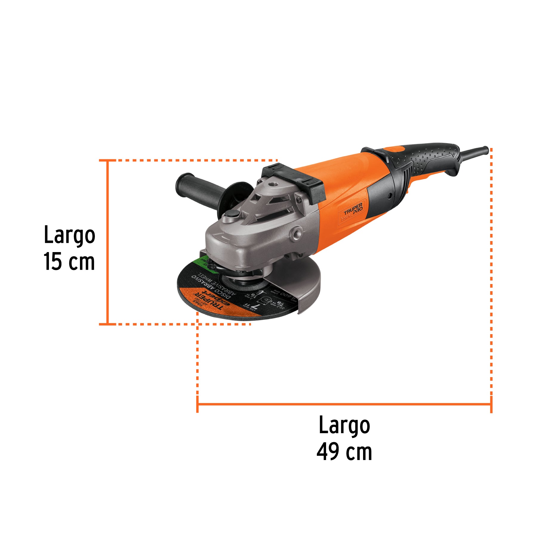 Esmeriladora angular 7", 2200W, TRUPER PRO
