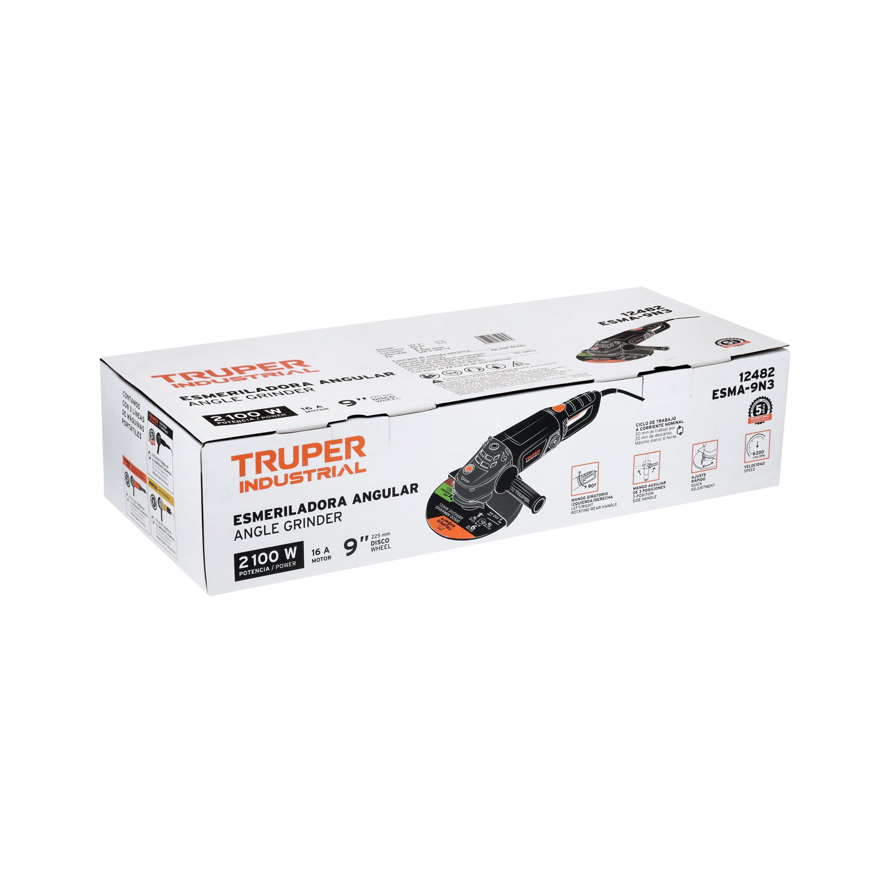 Esmeriladora angular 9", 2100W, TRUPER INDUSTRIAL