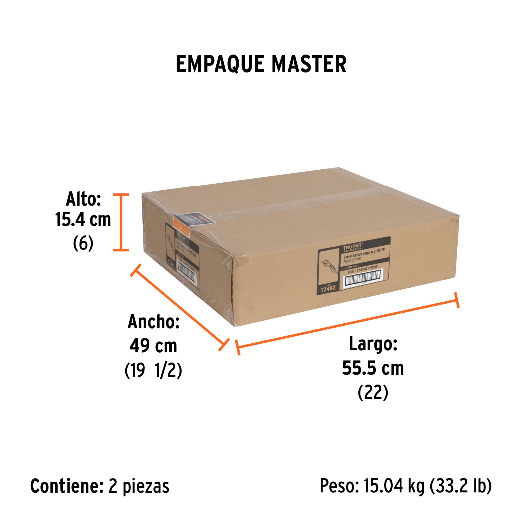 Esmeriladora angular 9", 2100W, TRUPER INDUSTRIAL - Empaque