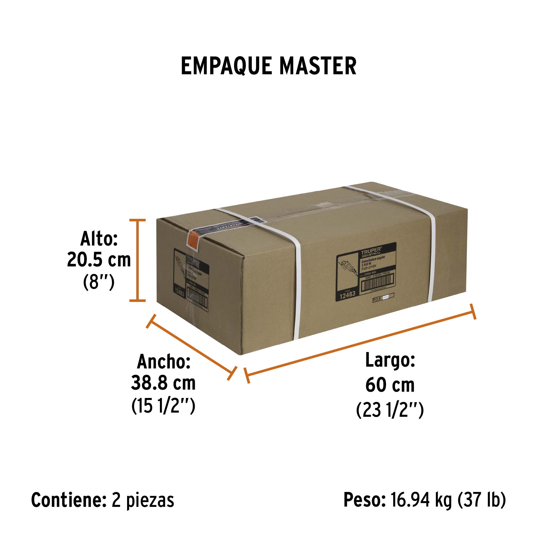 Esmeriladora angular 9", 2450W, TRUPER INDUSTRIAL - Empaque