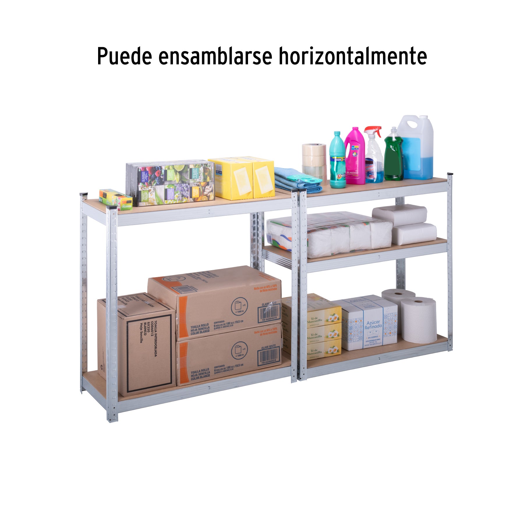 Estante metálico 5 repisas MDF cap. 35 Kg,180x40x90, PRETUL