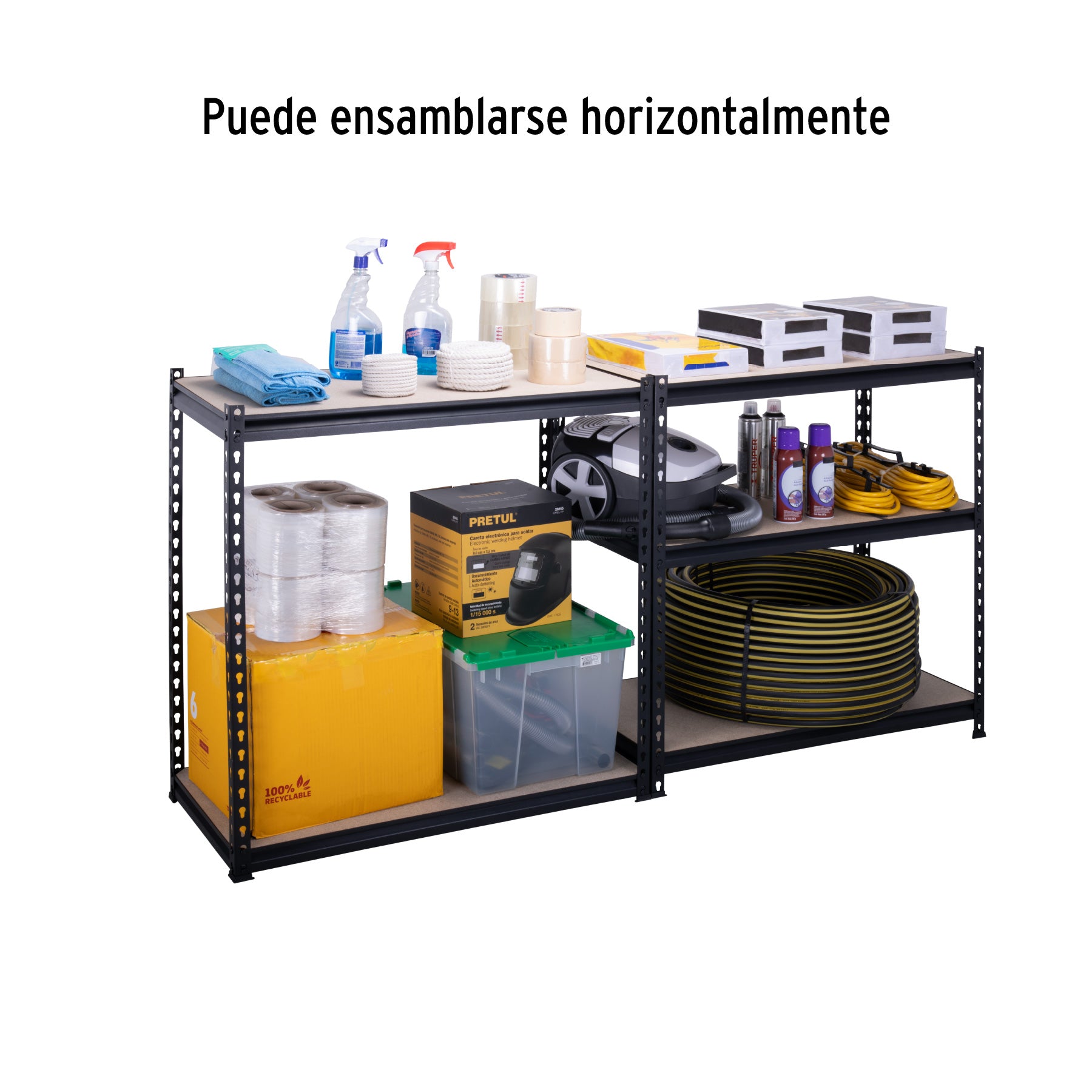 Estante metálico 5 repisas MDP cap. 60 Kg,180x45x90, PRETUL