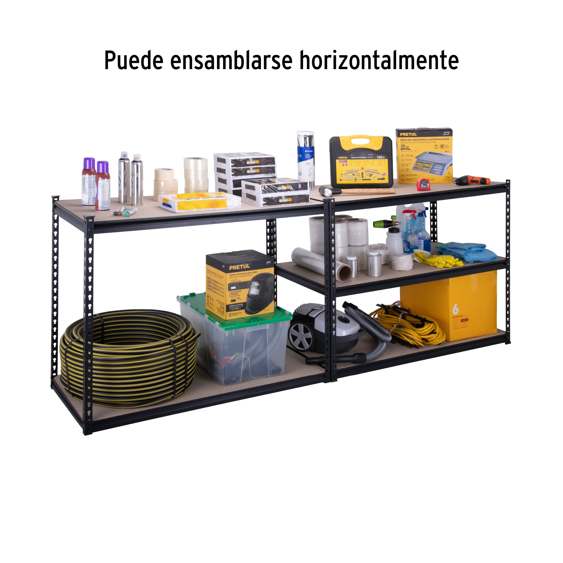 Estante metálico 5 repisas MDP cap. 60 Kg,180x60x120, PRETUL