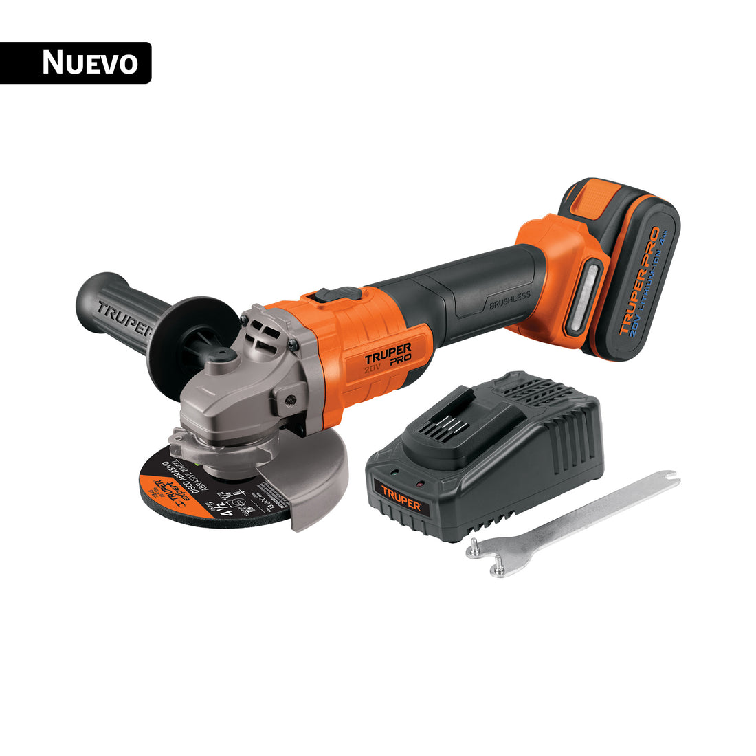 Esmeriladora 4-1/2", 20V, 1 batería 4Ah, TRUPER PRO