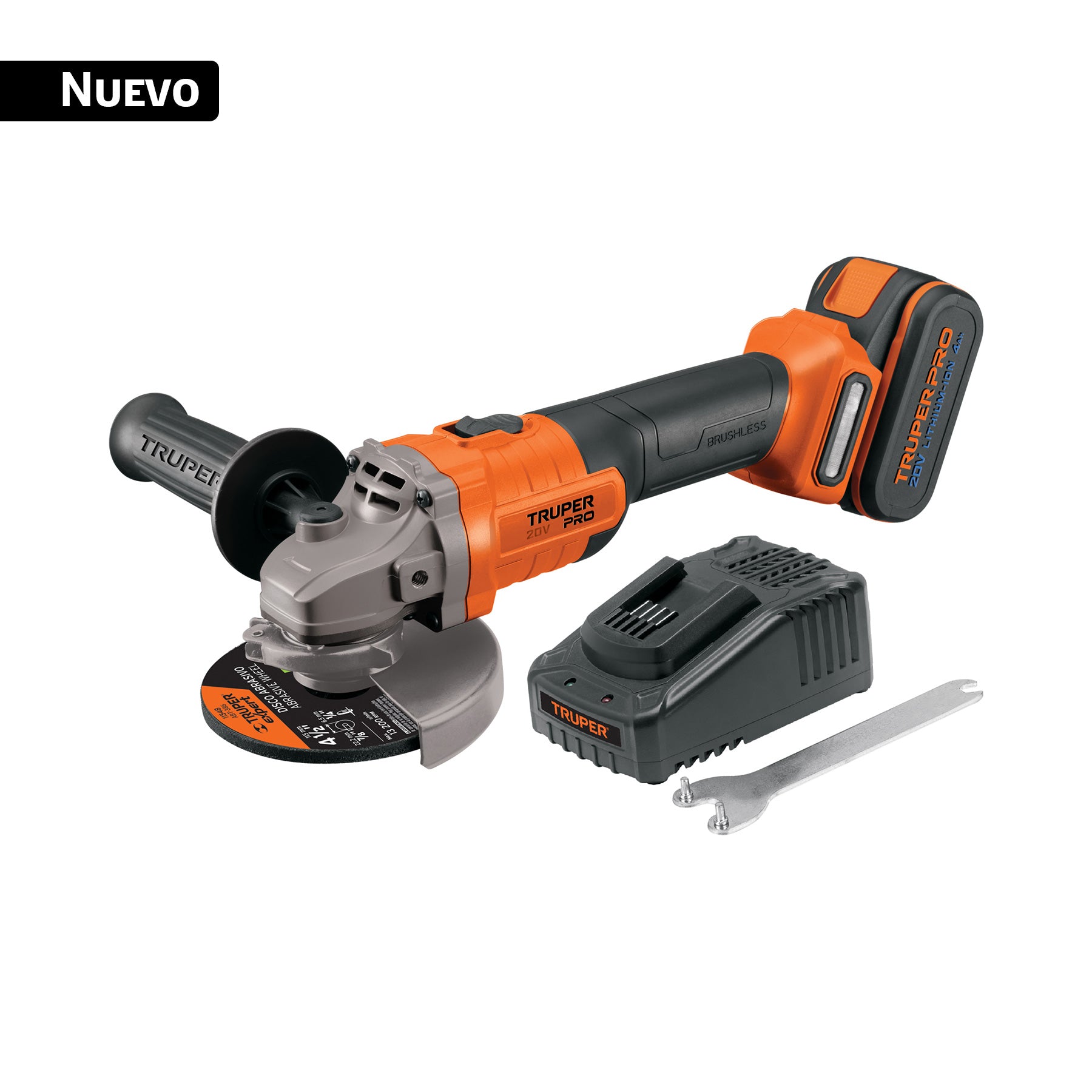 Esmeriladora 4-1/2", 20V, 1 batería 4Ah, TRUPER PRO