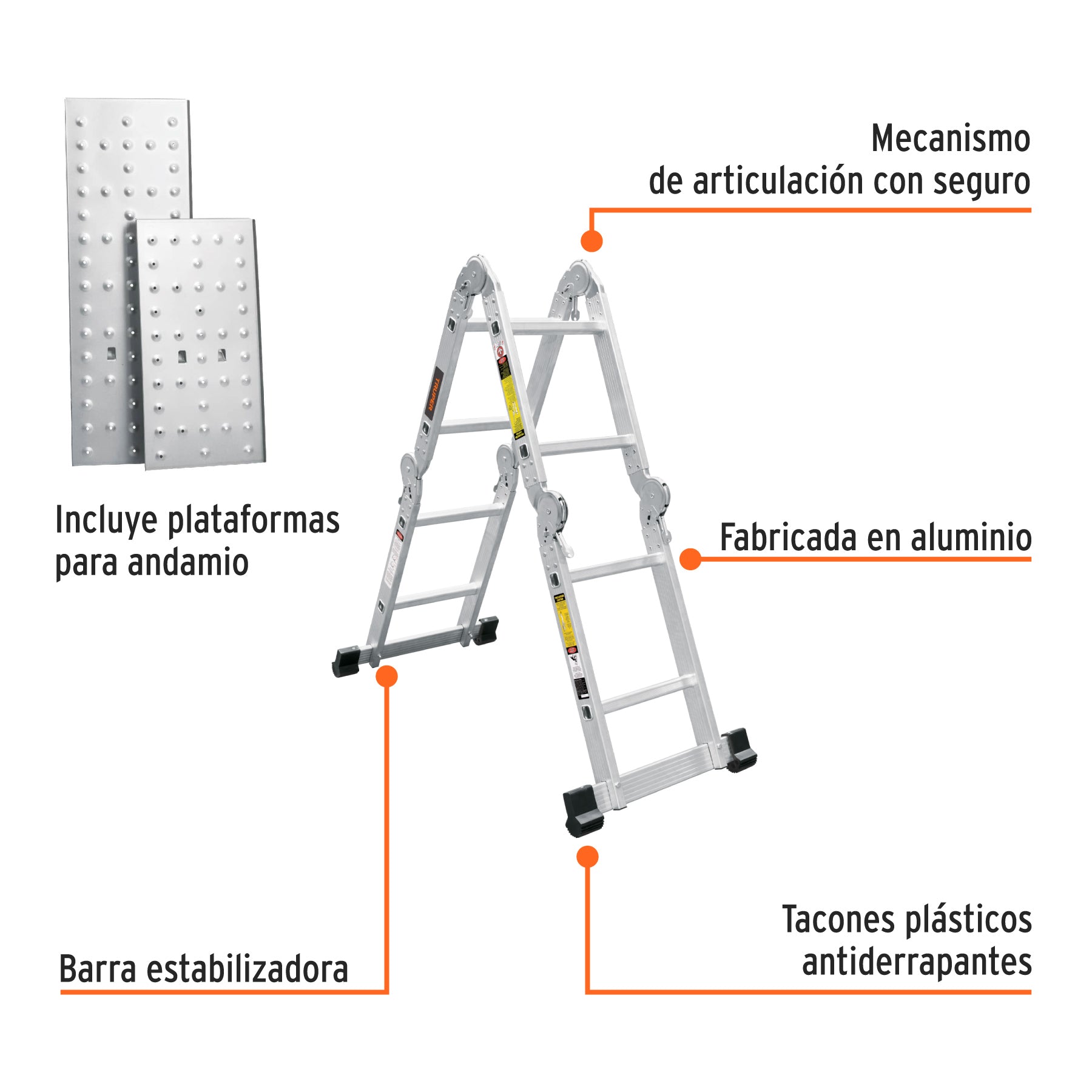 Escalera multiposición 8 peldaños, Tipo I, TRUPER