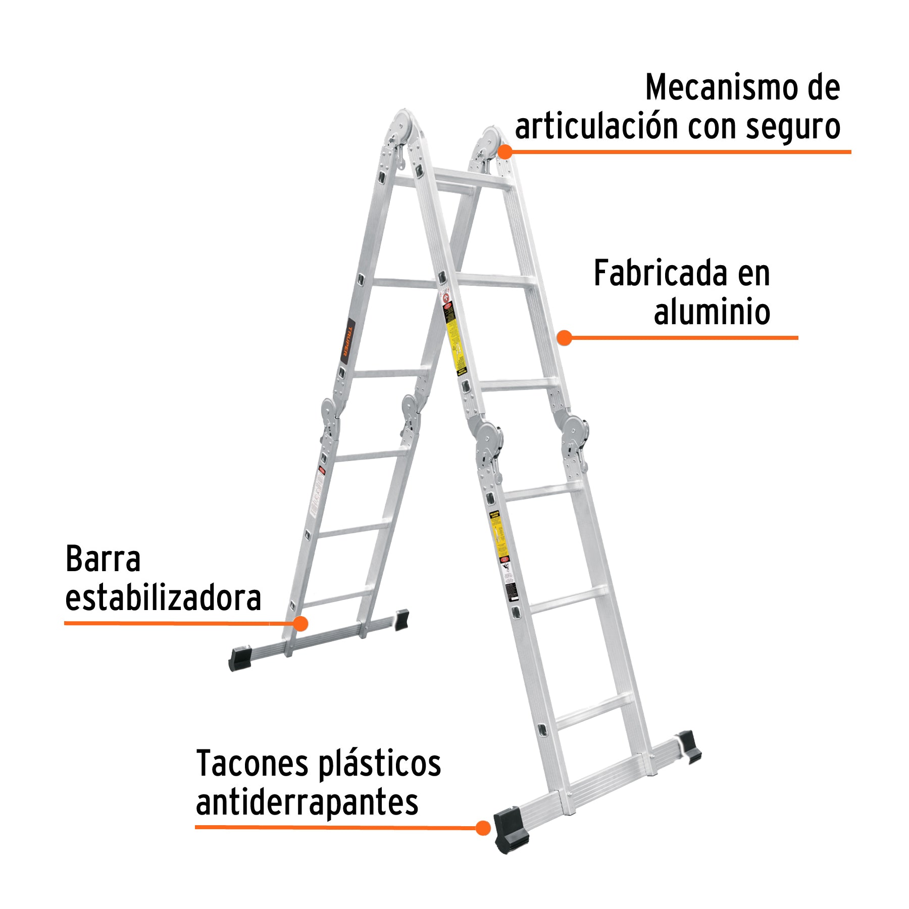 Escalera multiposición 12 peldaños, Tipo I, TRUPER
