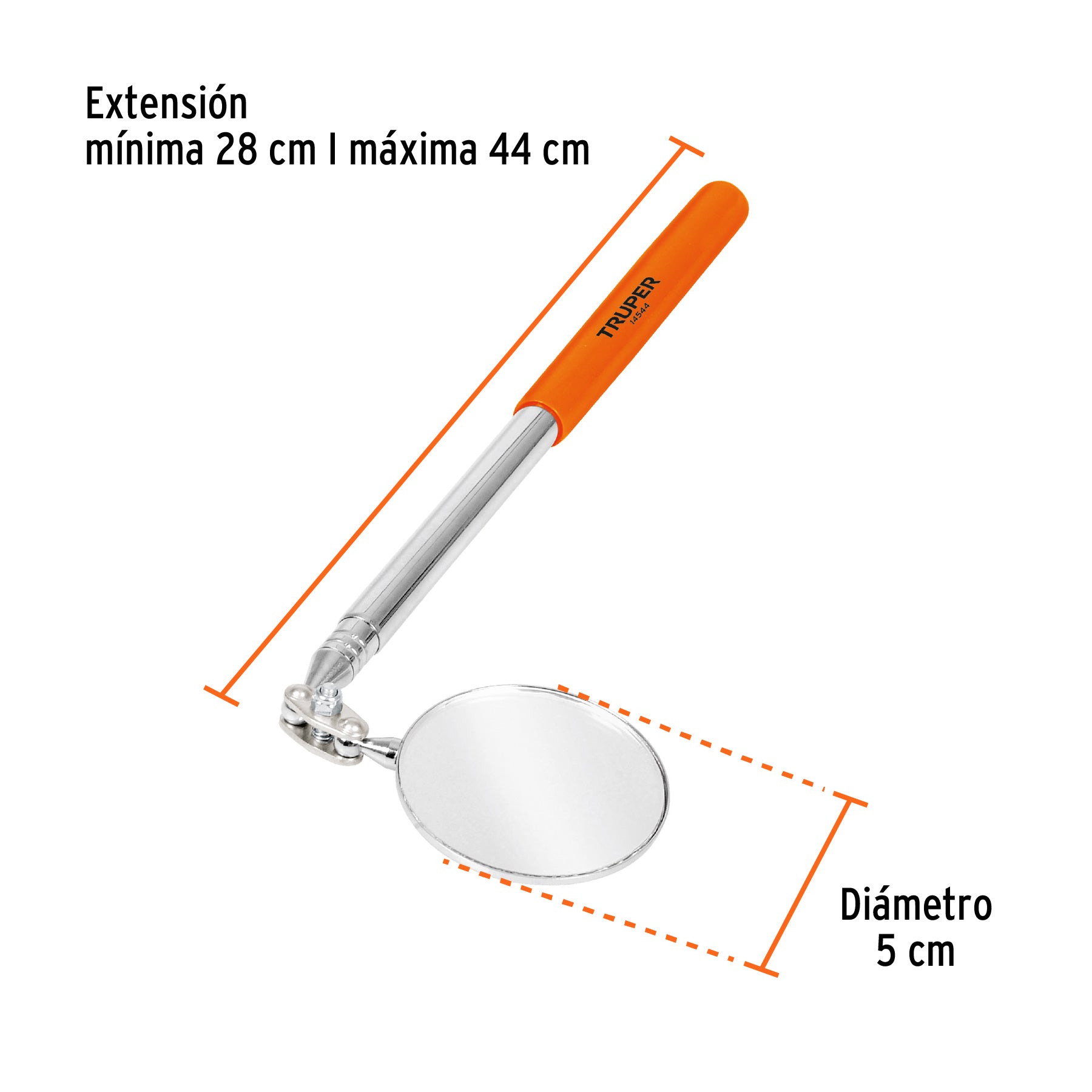 Espejo circular telescópico de inspección, 5 cm, TRUPER