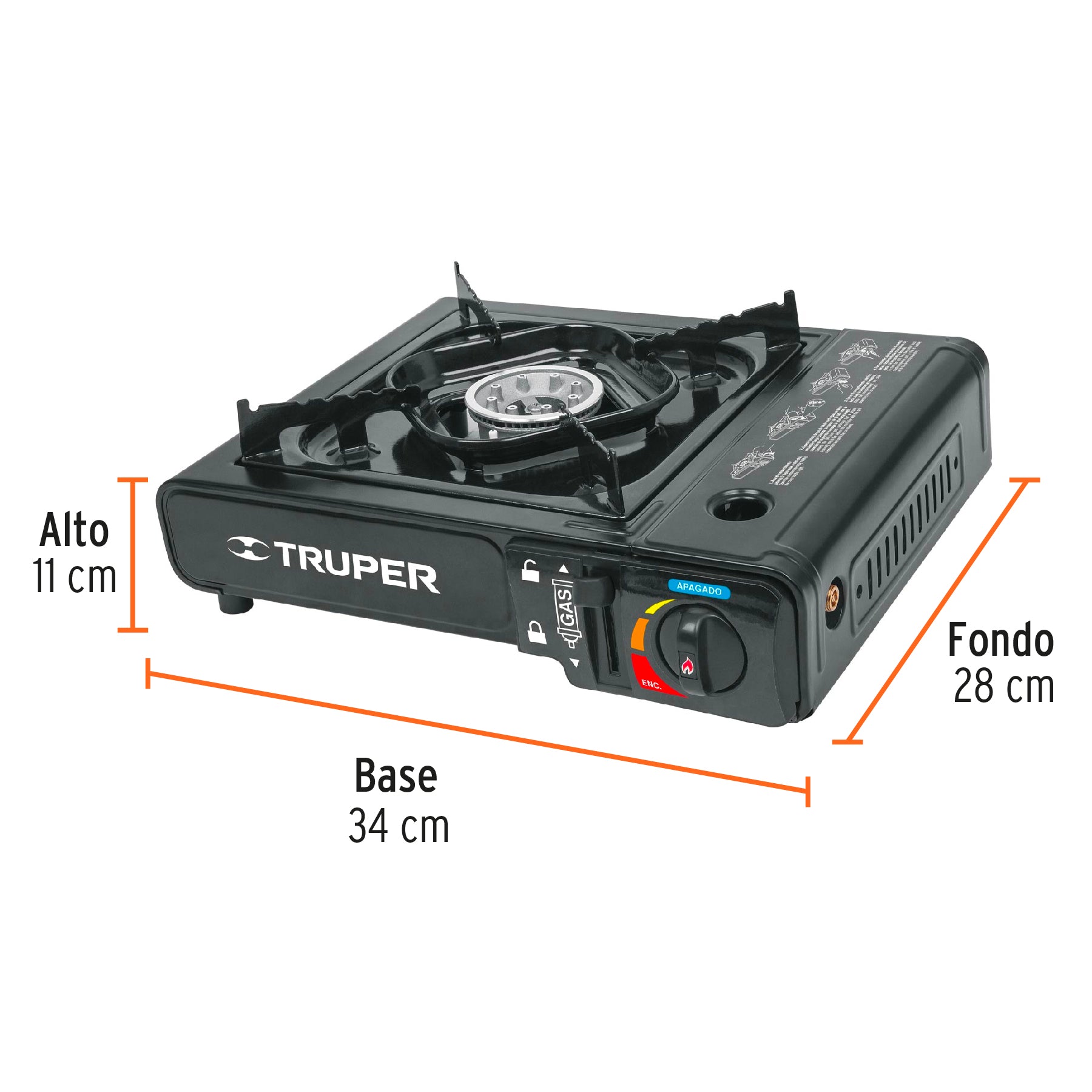 Estufilla portátil para gas, encendido electrónico, TRUPER