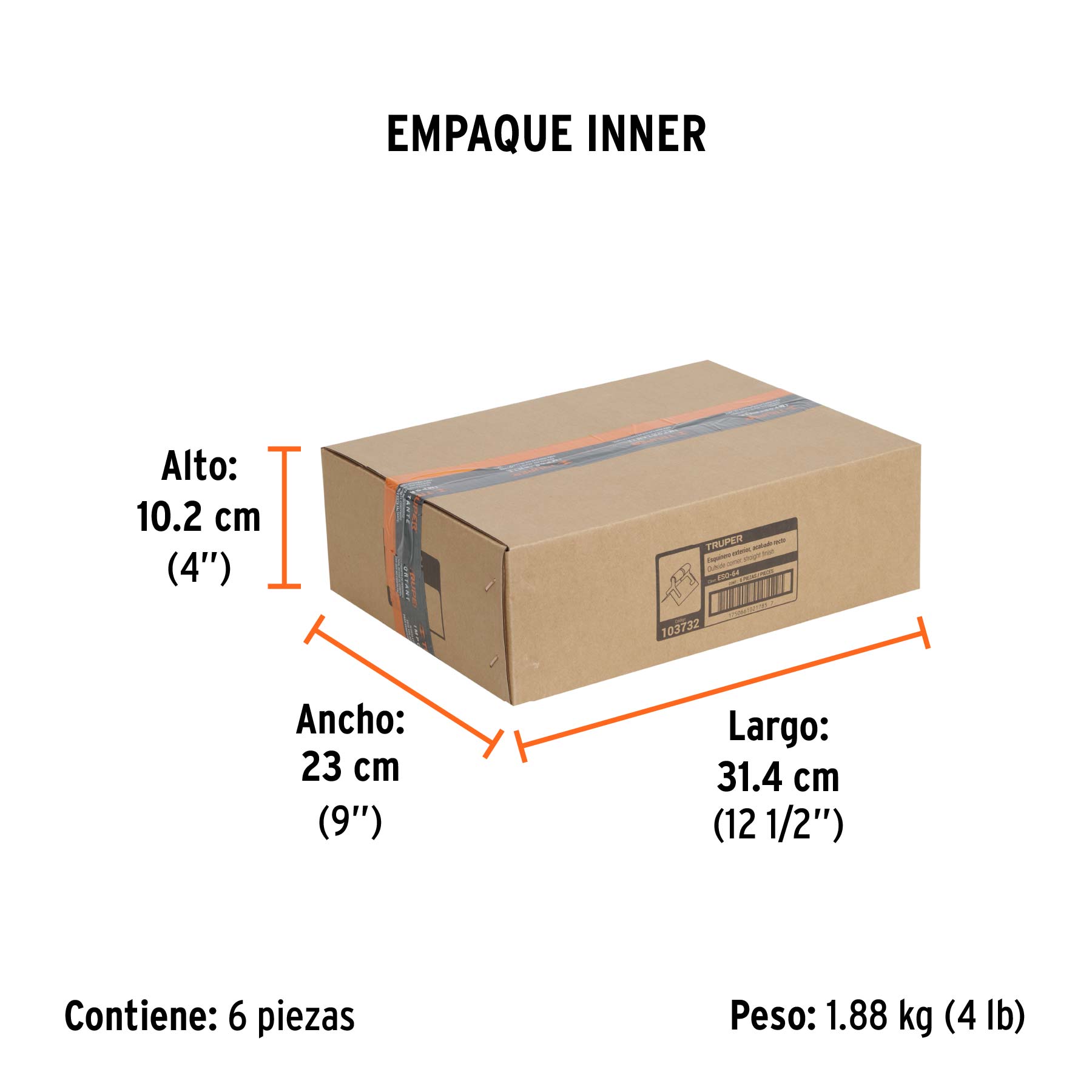 Esquinero exterior, para acabado recto, TRUPER - Empaque