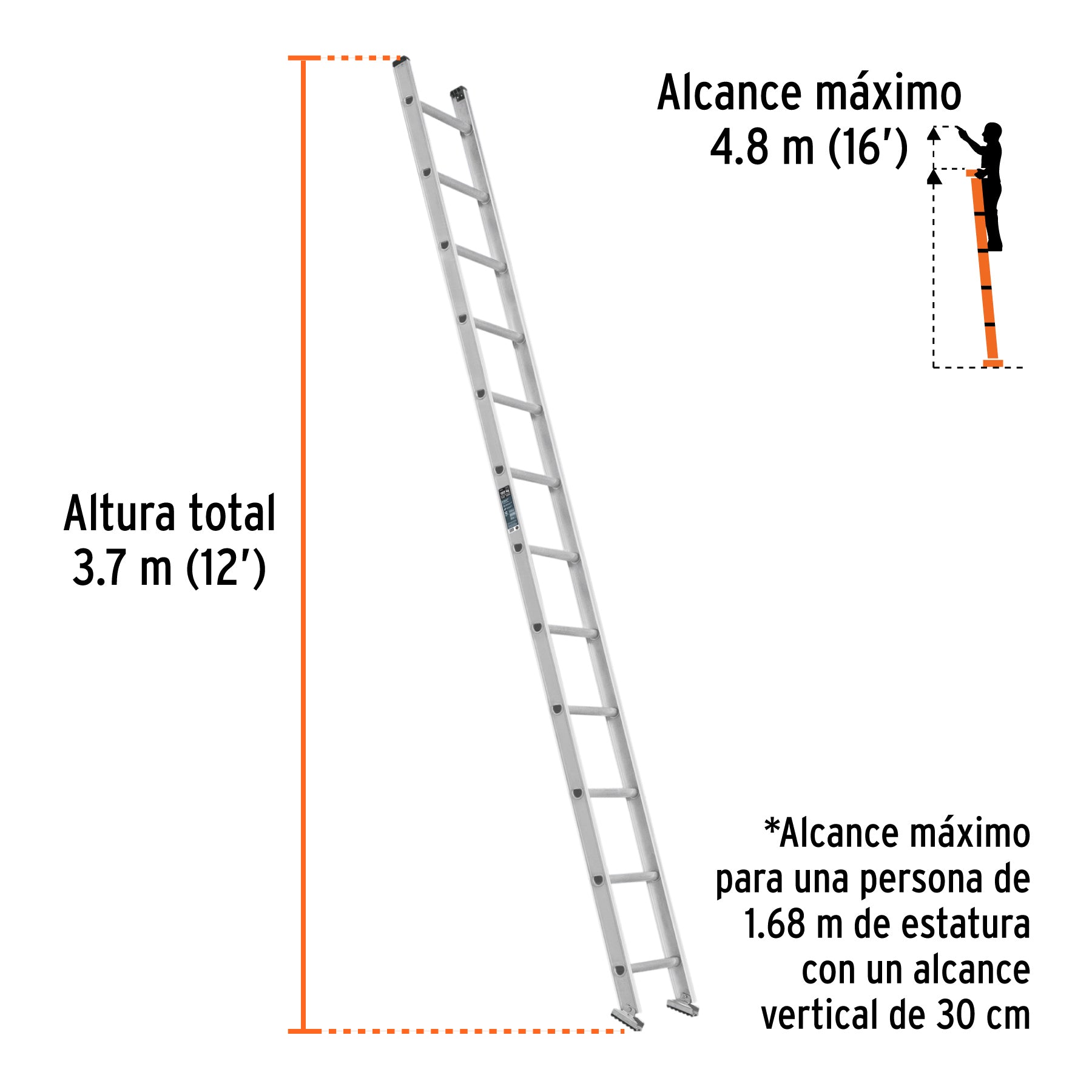 Escalera recta, tipo III, 12 peldaños, TRUPER