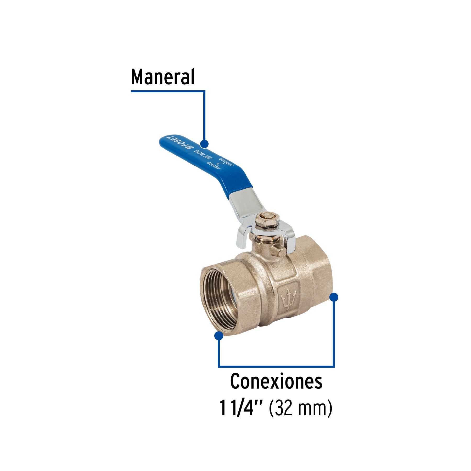 Válvula de esfera de latón, roscable 1-1/4", FOSET