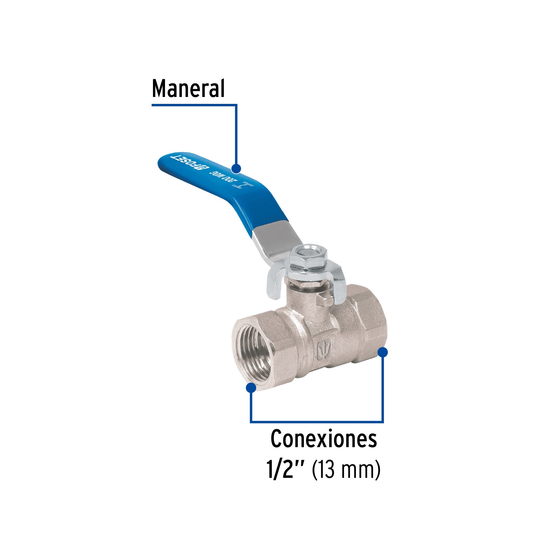 Válvula de esfera de latón, roscable 1/2", FOSET