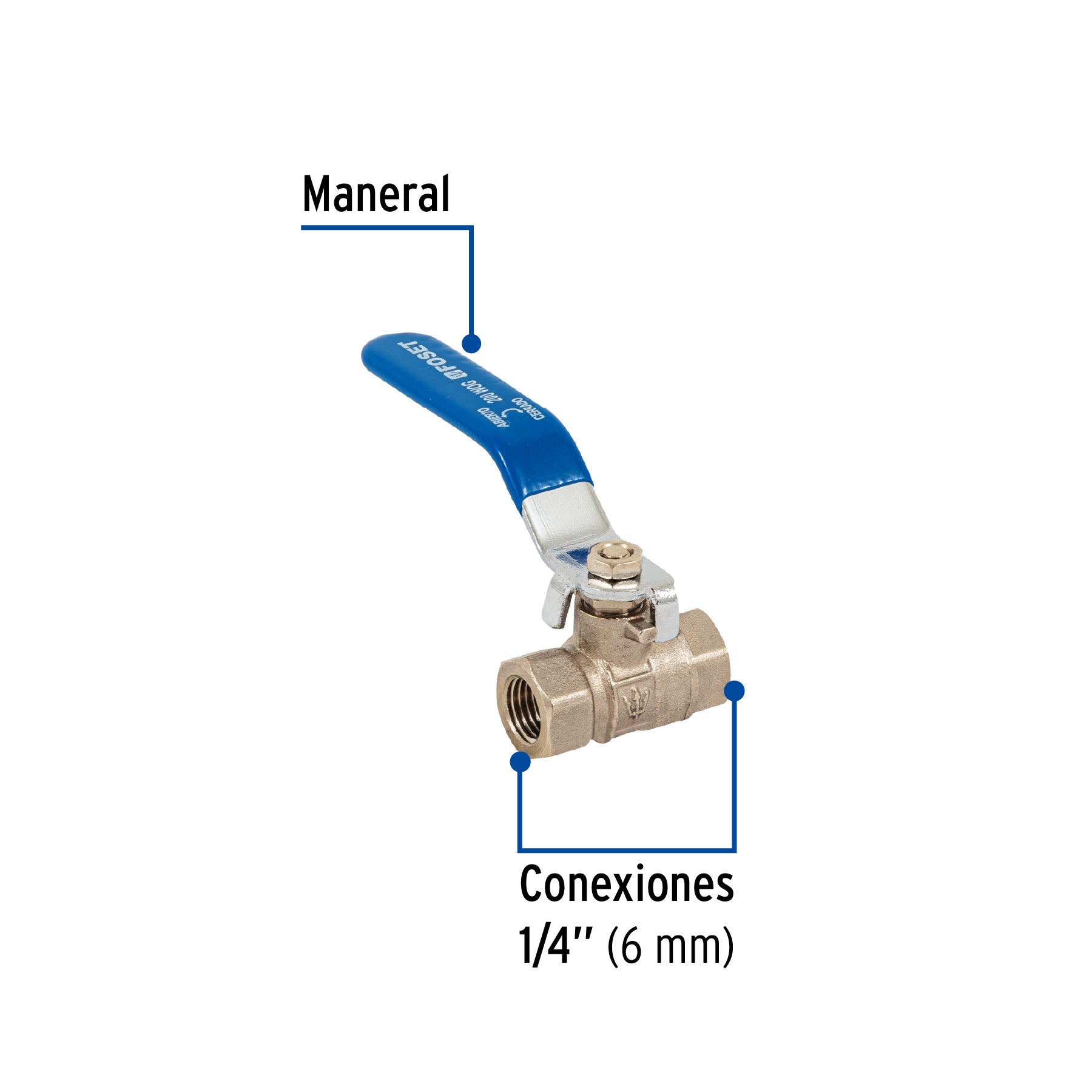 Válvula de esfera de latón, roscable 1/4", FOSET