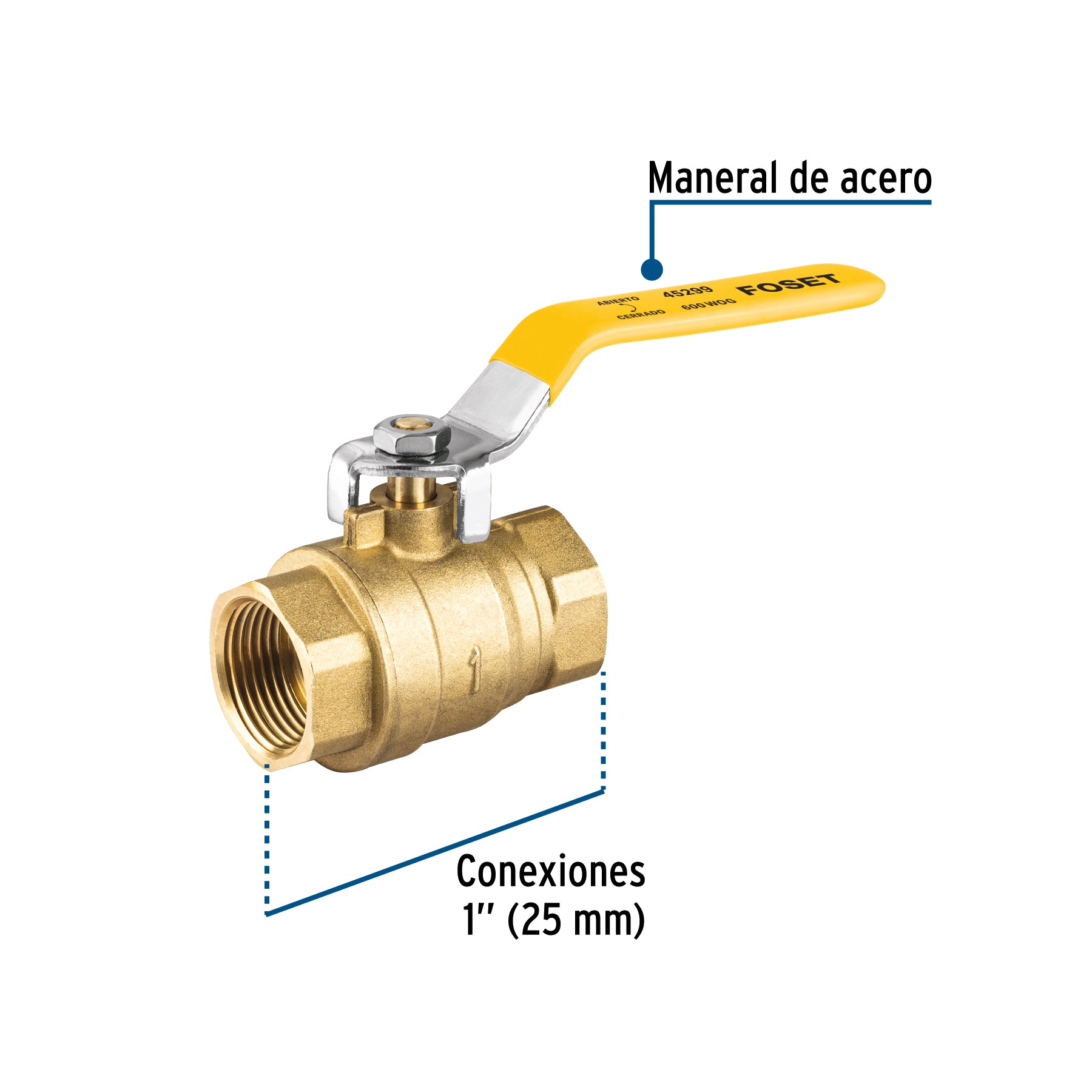 Válvula de esfera para gas, roscable, 1", alta presión