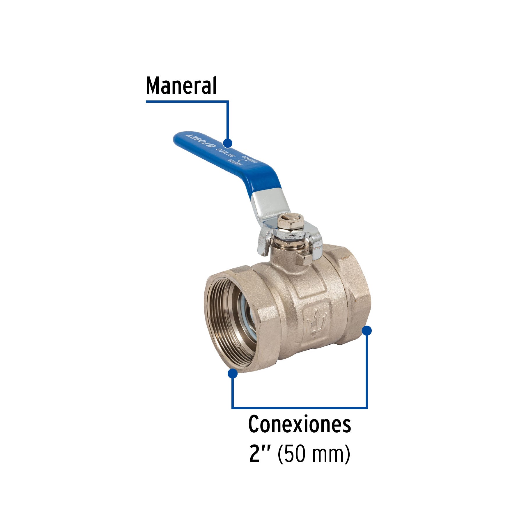 Válvula de esfera de latón, roscable 2", FOSET