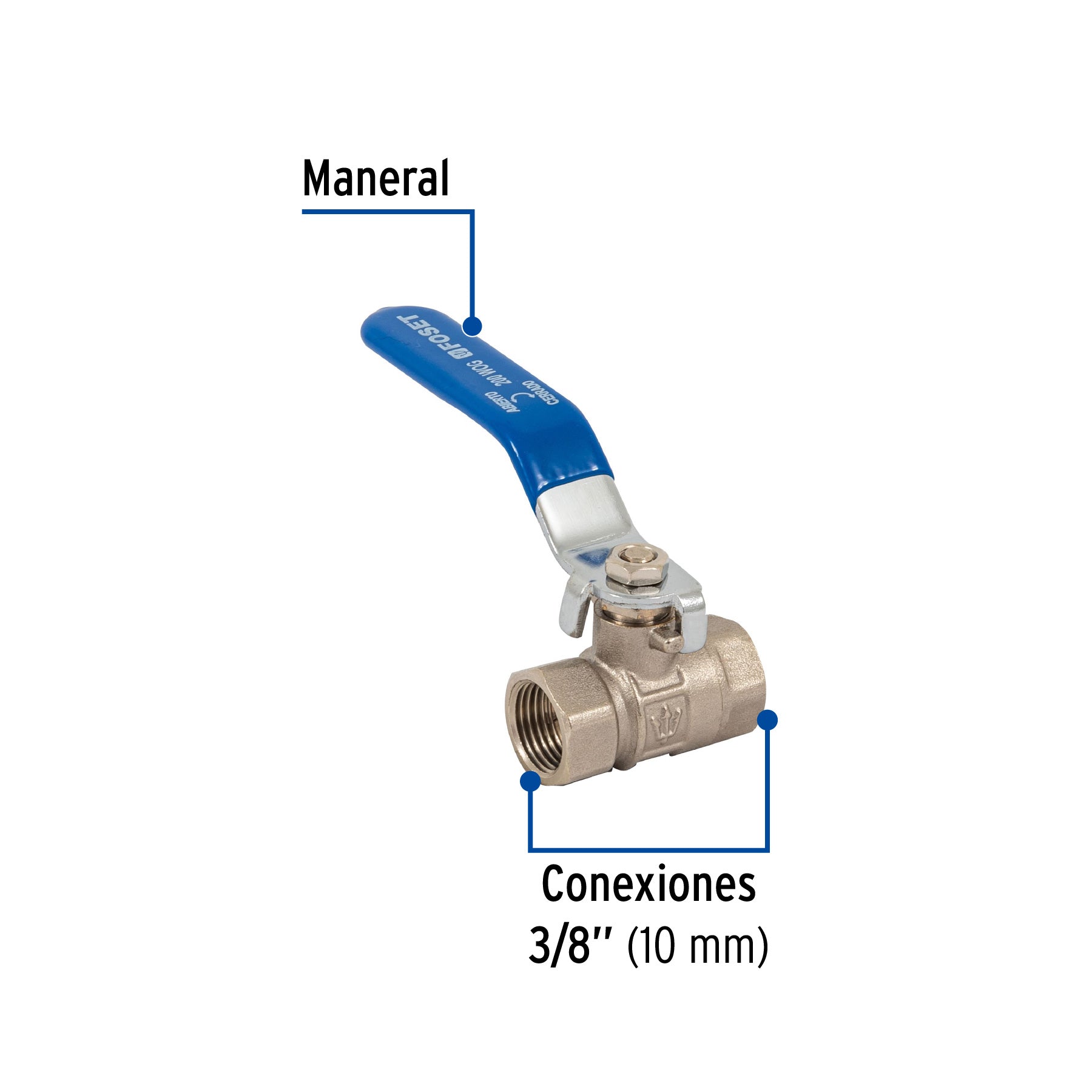 Válvula de esfera de latón, roscable 3/8", FOSET