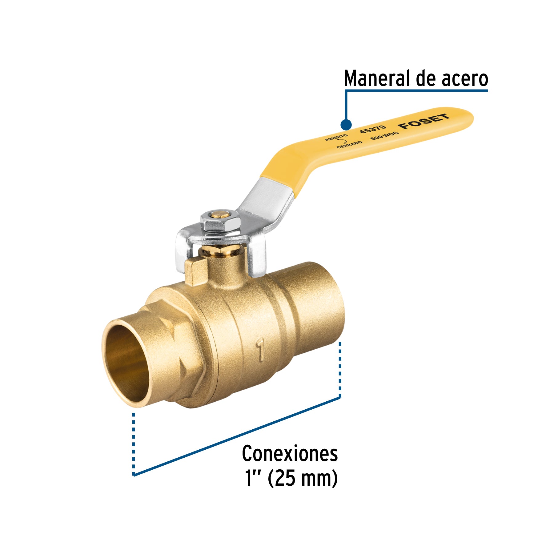 Válvula de esfera para gas, soldable, 1", alta presión