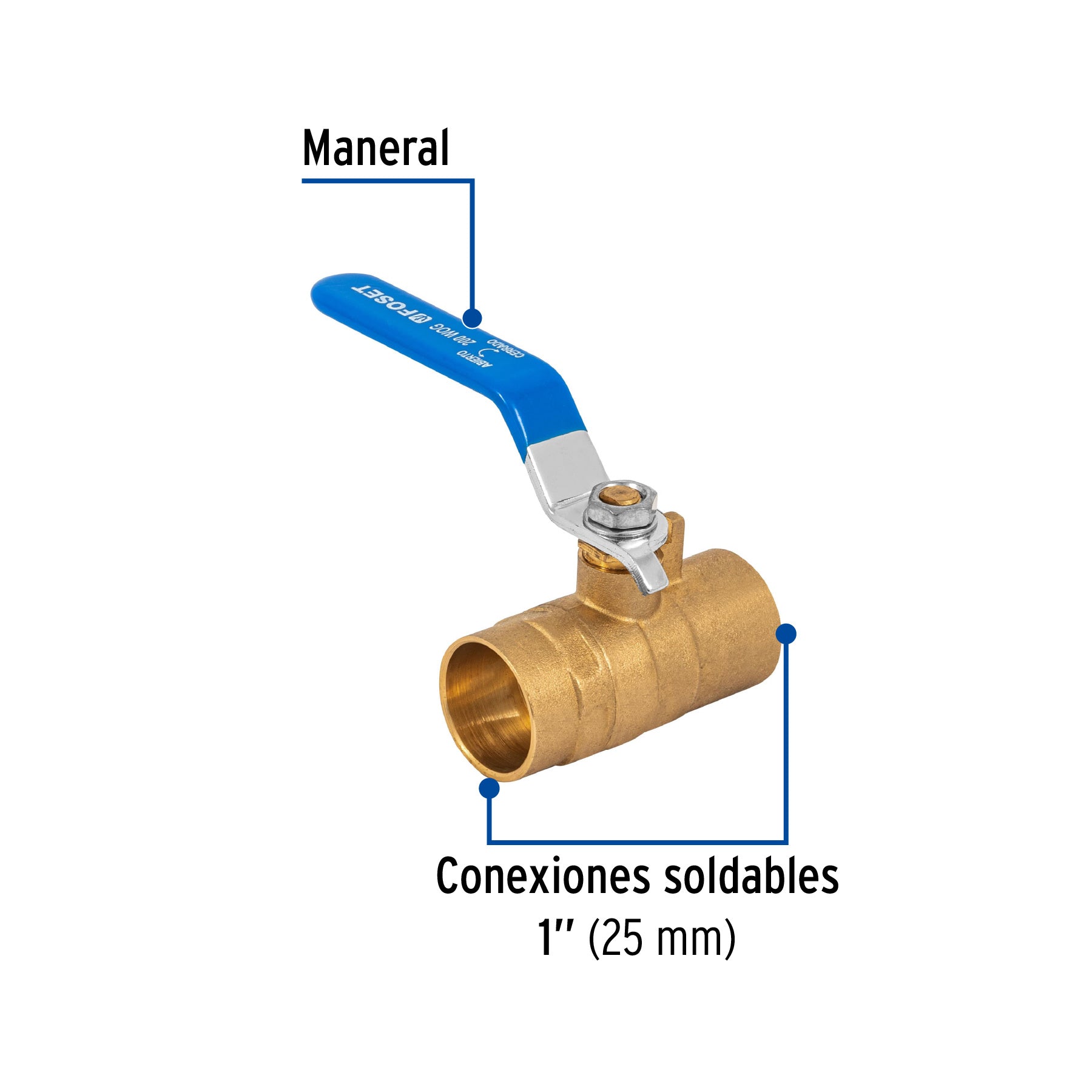 Válvula de esfera de latón, soldable 1", FOSET