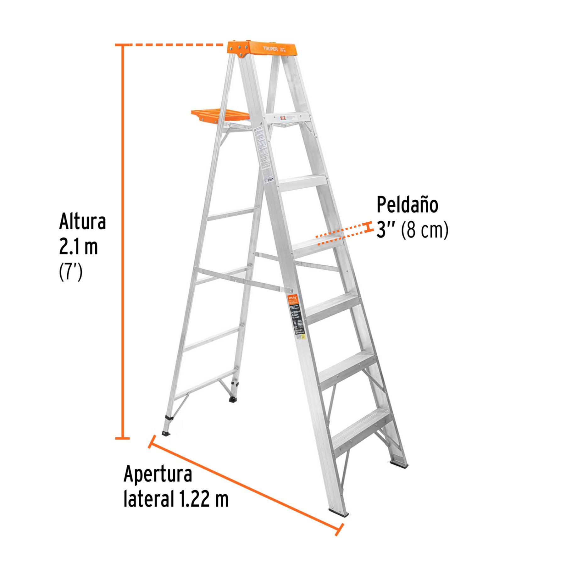 Escalera de tijera tipo II 6 peldaños y bandeja, TRUPER