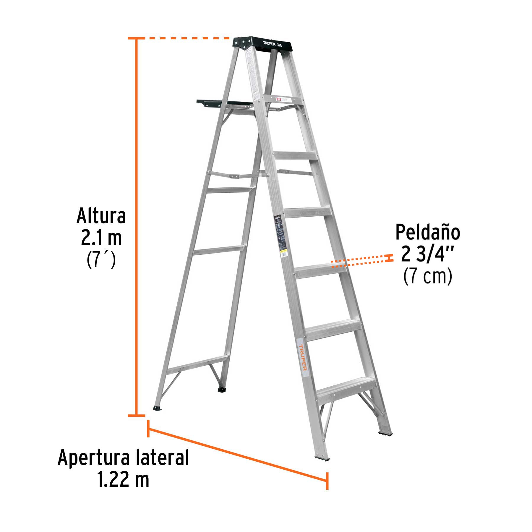 Escalera de tijera tipo III 6 escalones y bandeja, TRUPER