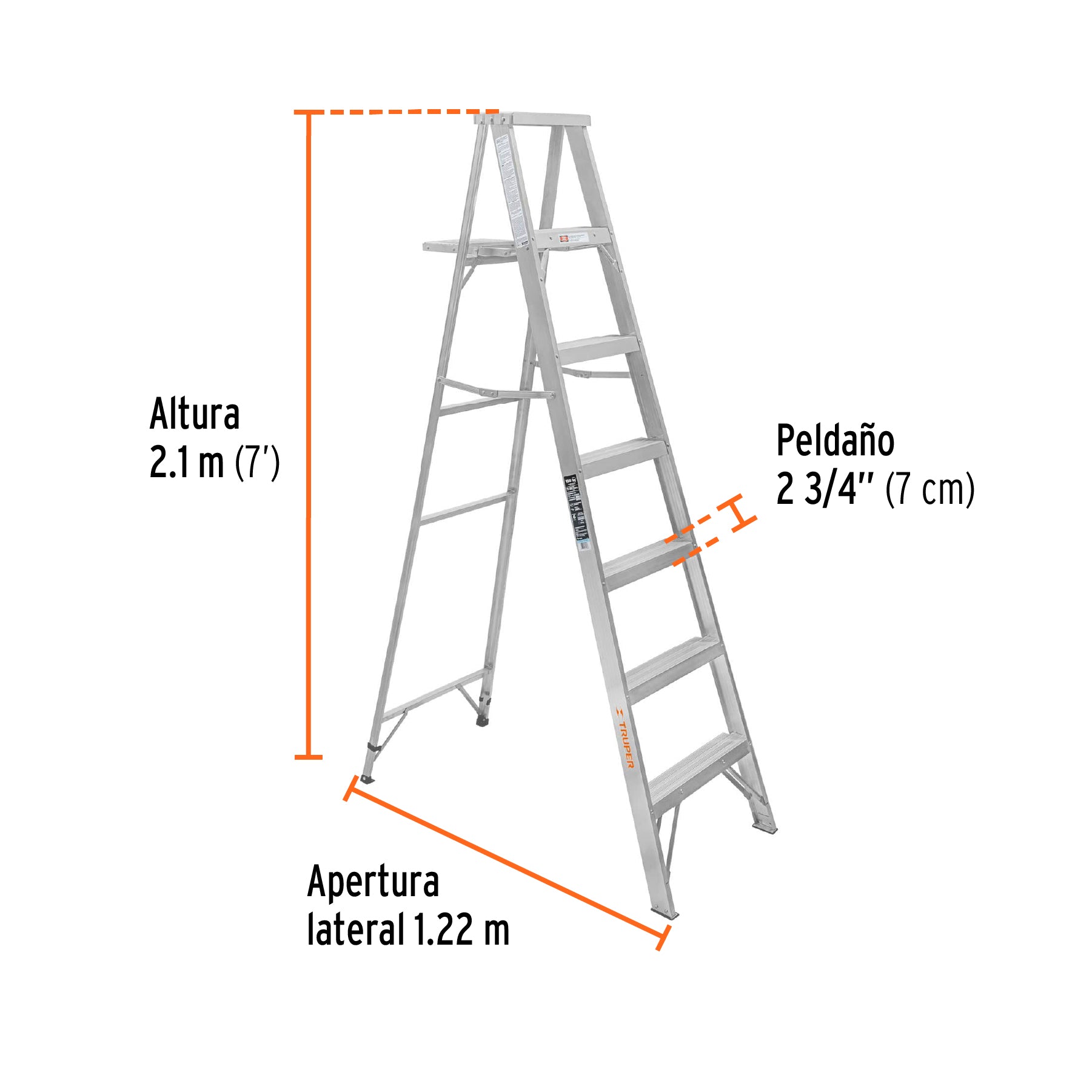 Escalera de tijera 100% aluminio tipo lll 6 peldaños, TRUPER