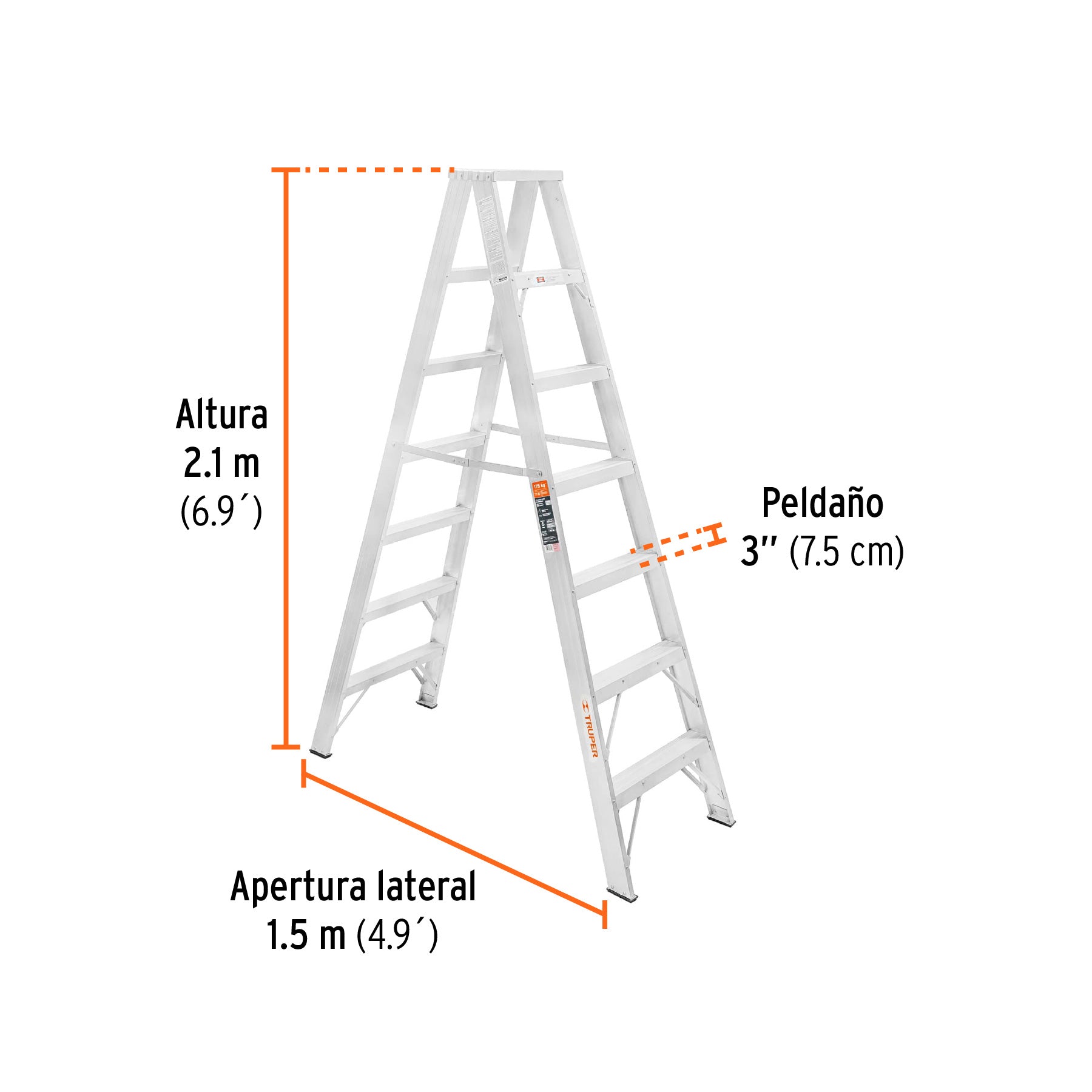 Escalera de tijera doble, tipo ll, 6 escalones, TRUPER