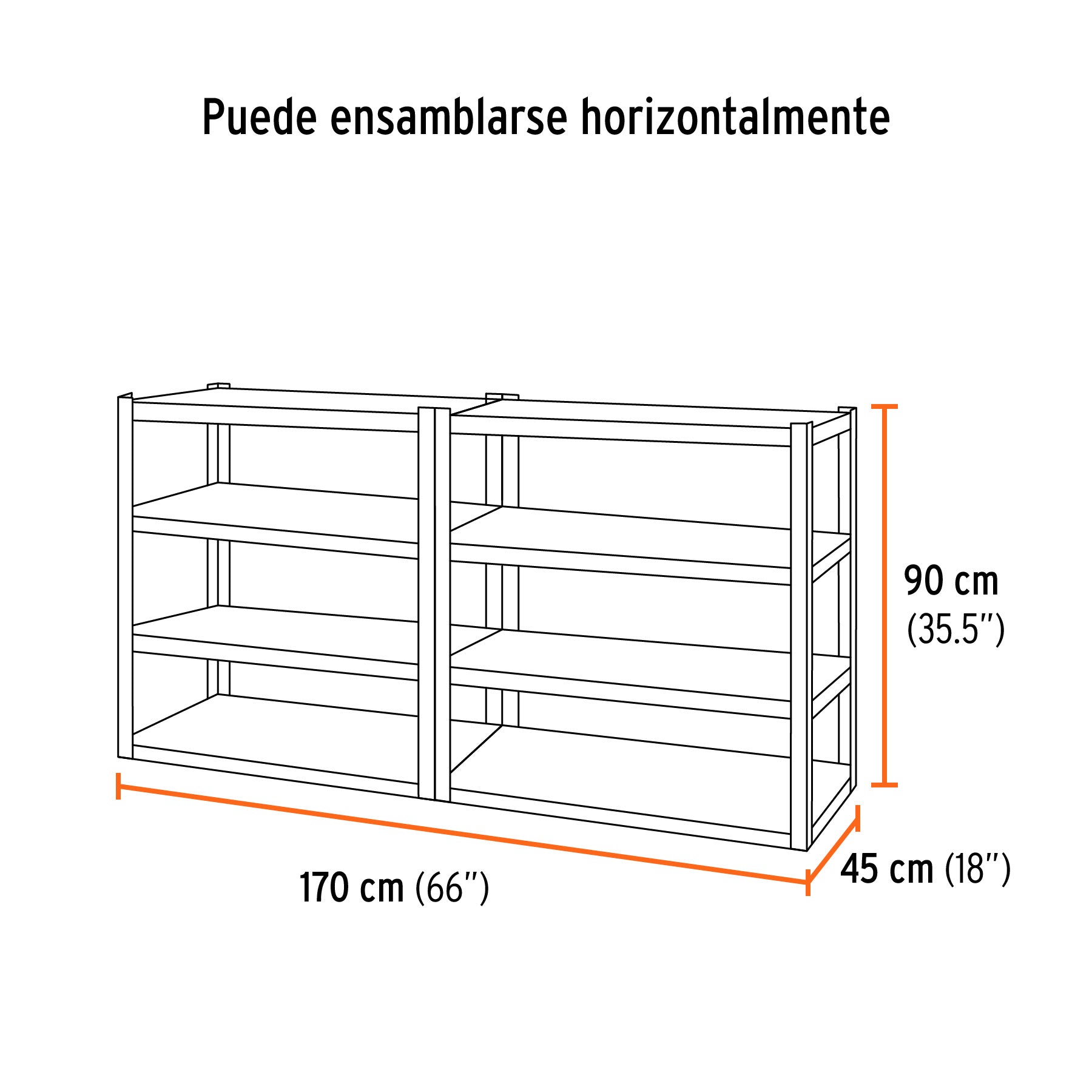 Estante metálico 8 repisas capacidad 80 Kg,180x45x85, TRUPER
