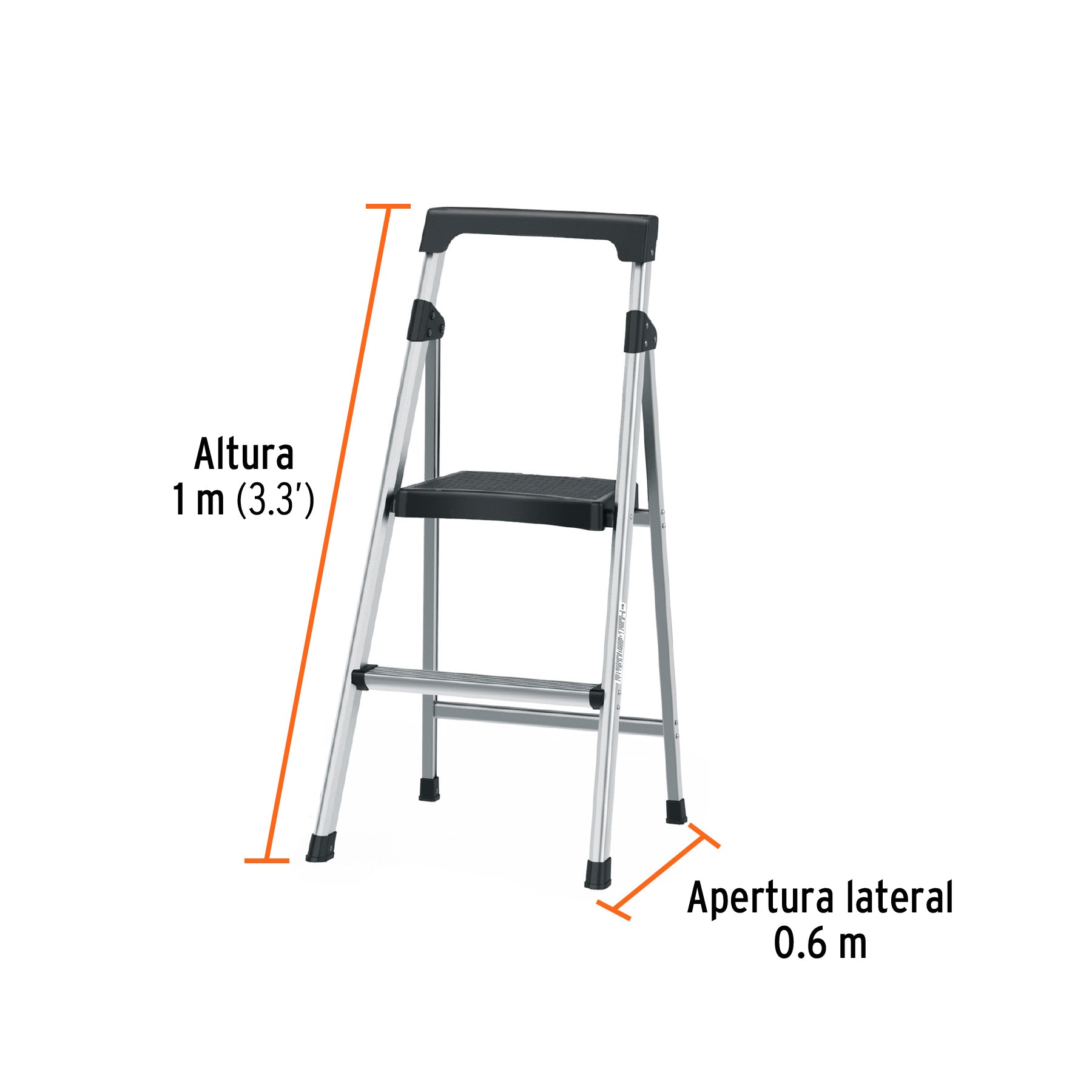 Escalerilla tubular plegable, 2 peldaños, aluminio, TRUPER