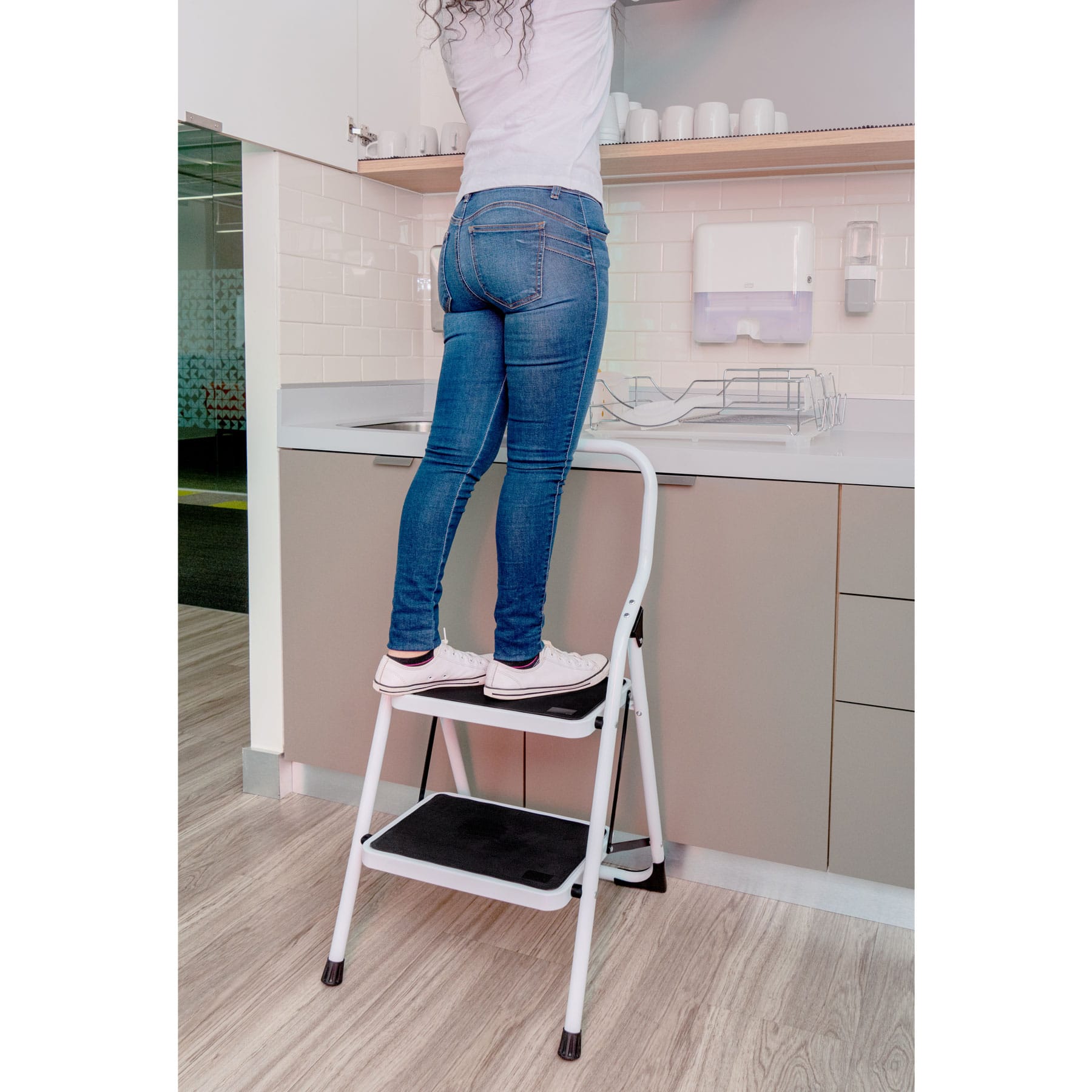Escalerilla tubular, plegable, 2 peldaños, PRETUL