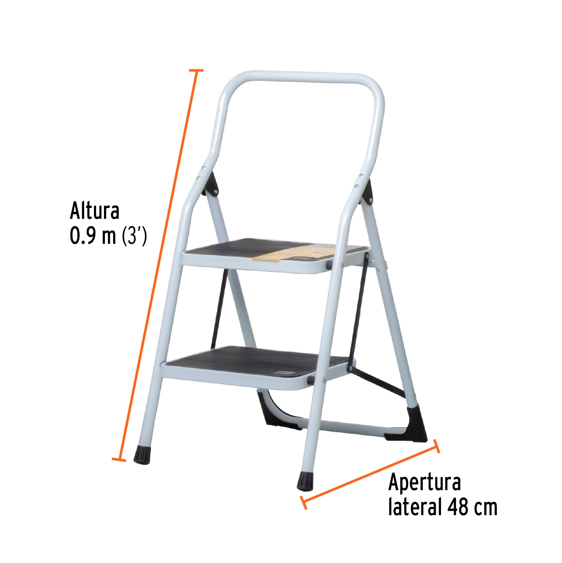 Escalerilla tubular, plegable, 2 peldaños, PRETUL