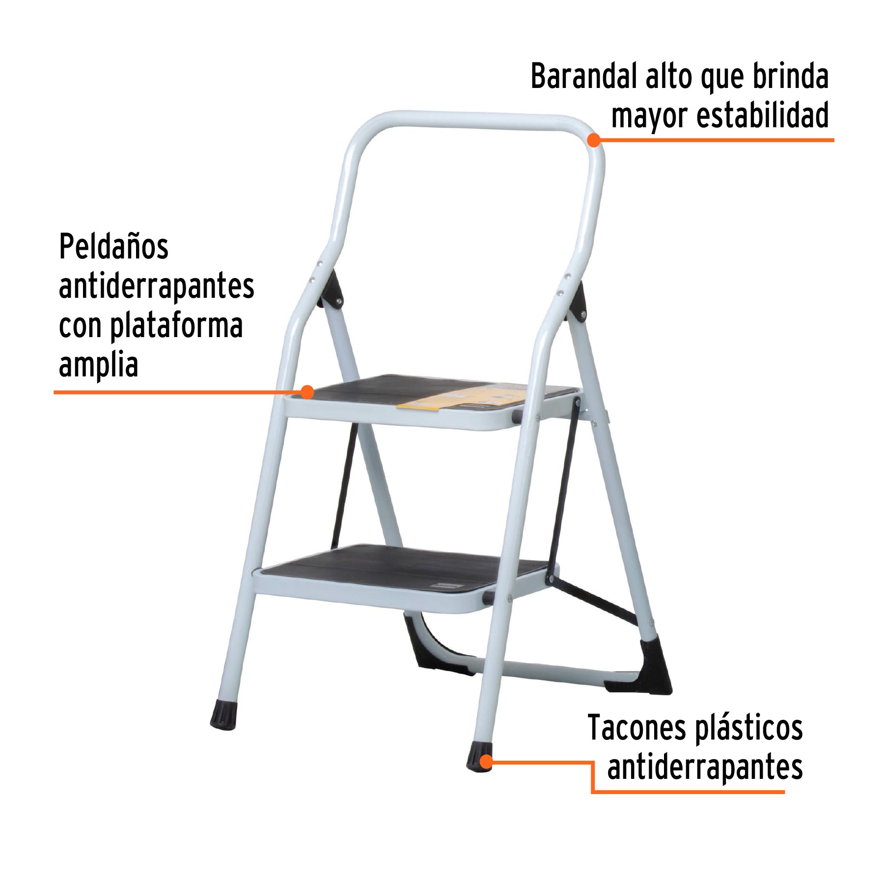 Escalerilla tubular, plegable, 2 peldaños, PRETUL