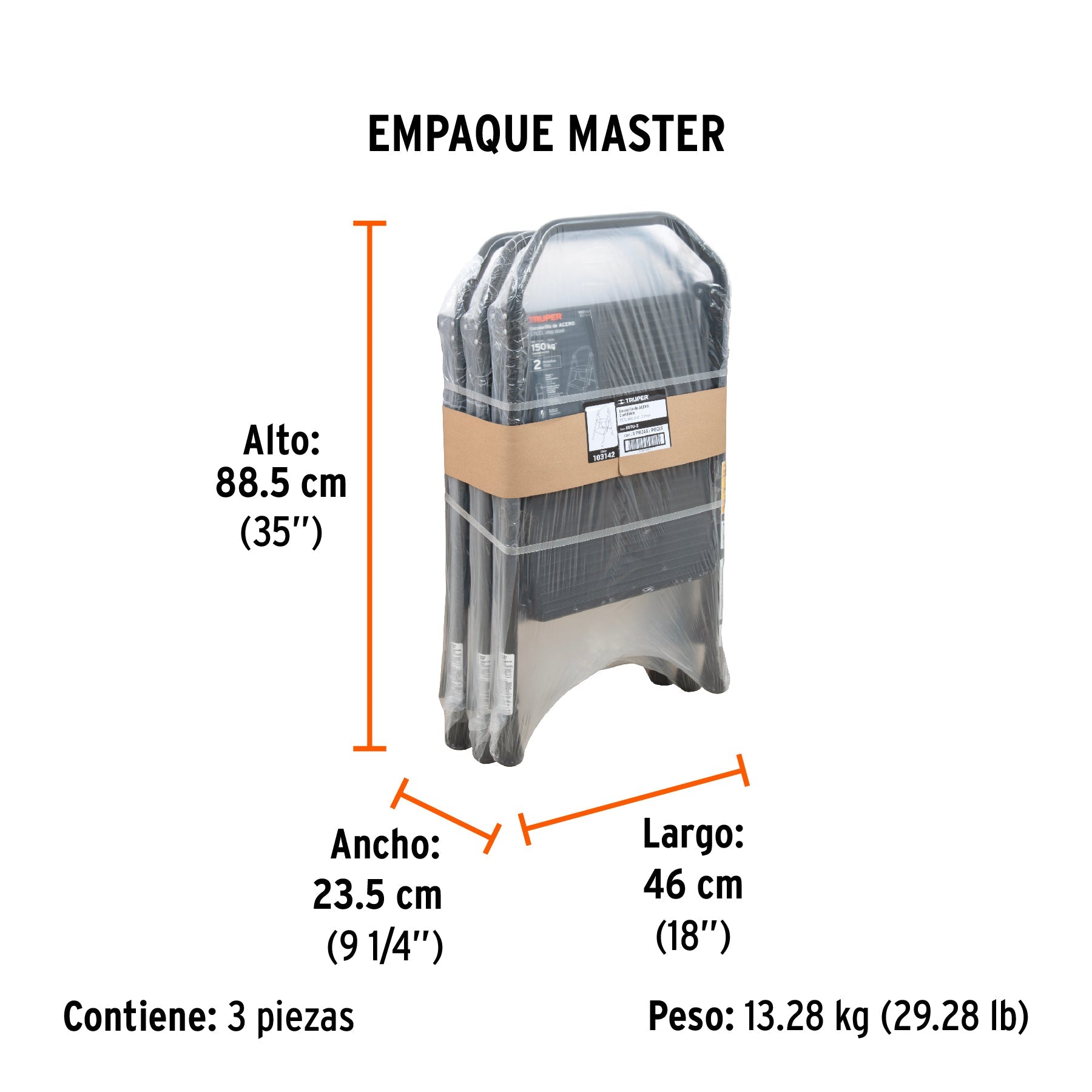 Escalerilla tubular, plegable, 2 peldaños, TRUPER - Empaque