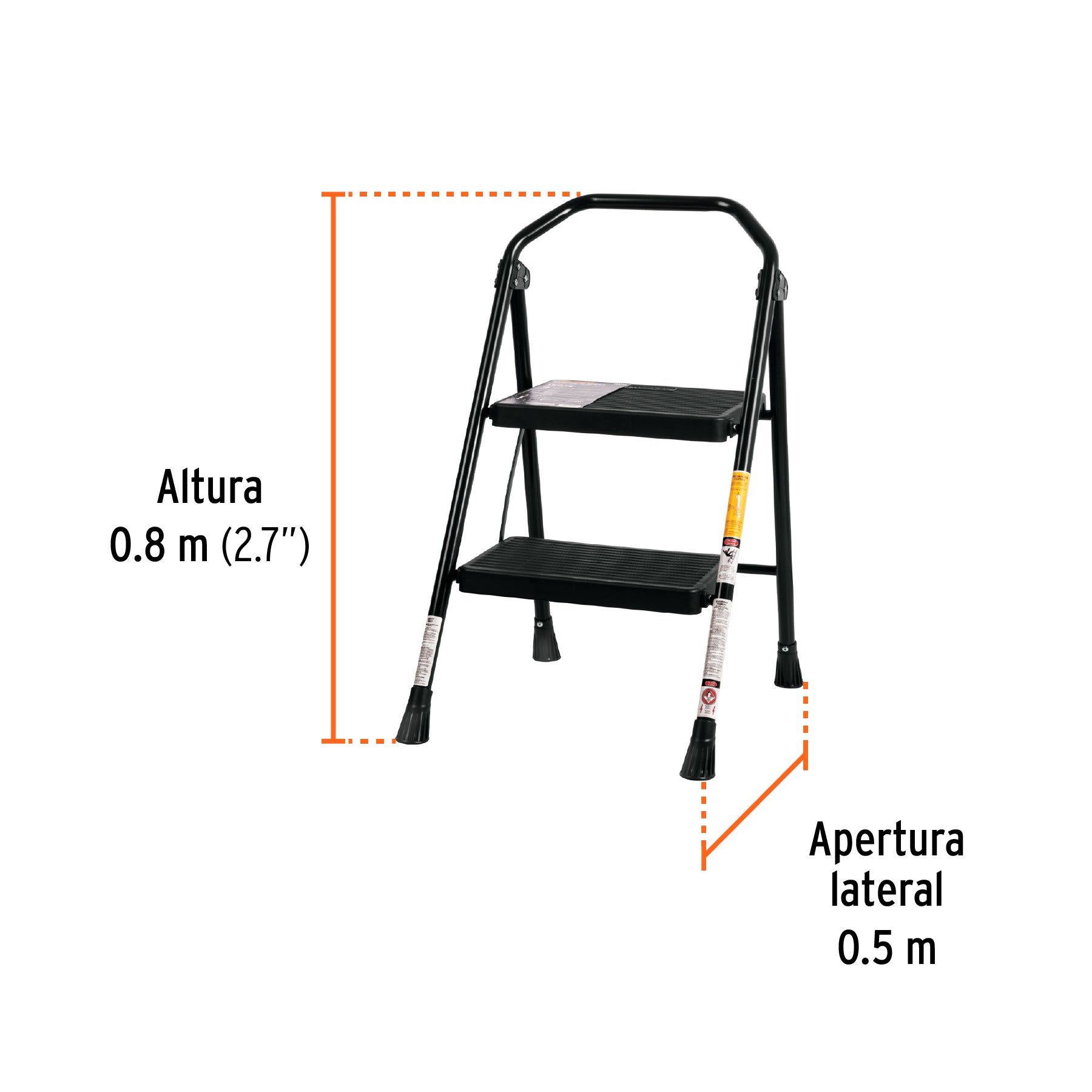 Escalerilla tubular, plegable, 2 peldaños, TRUPER
