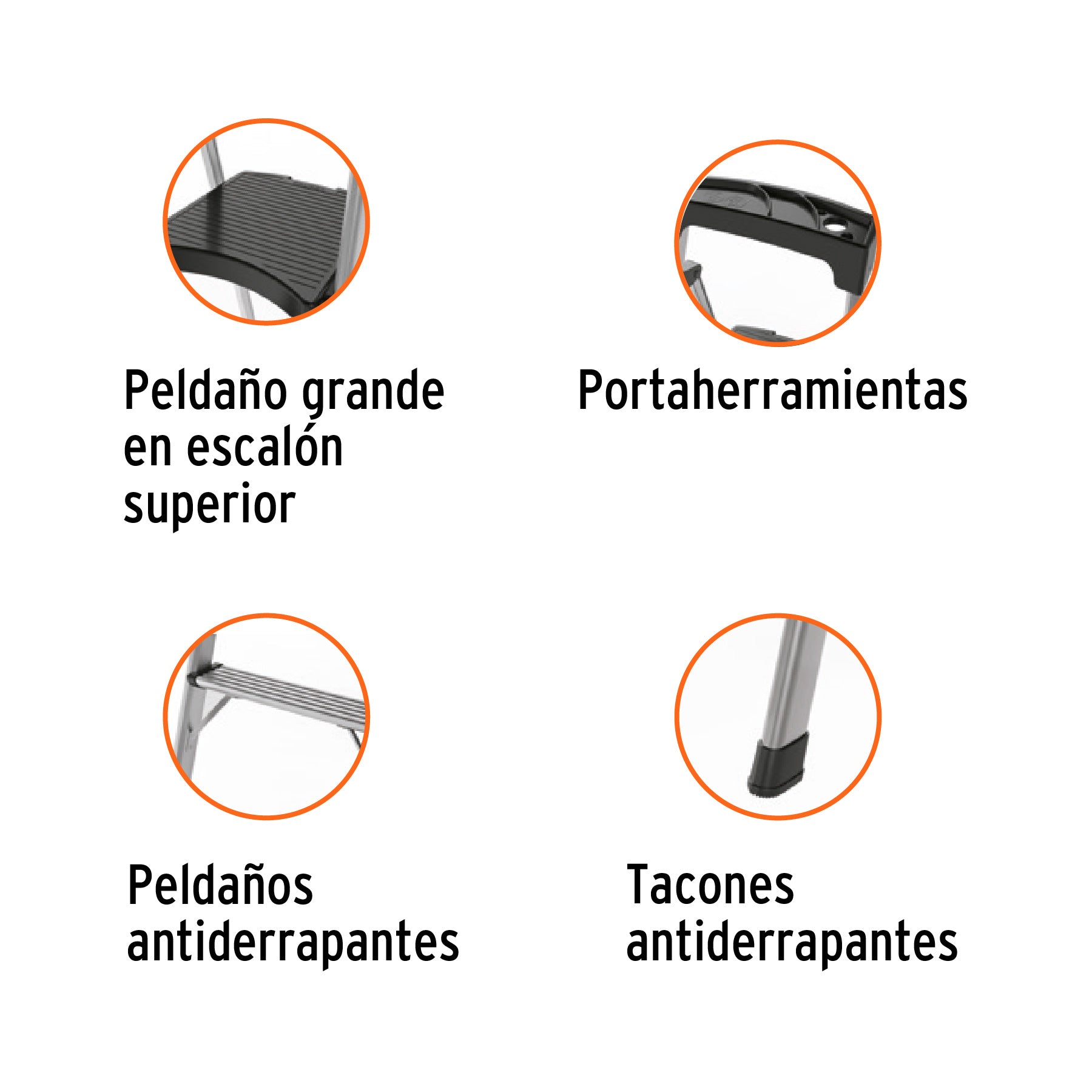Escalerilla tubular plegable, 3 peldaños, aluminio, TRUPER
