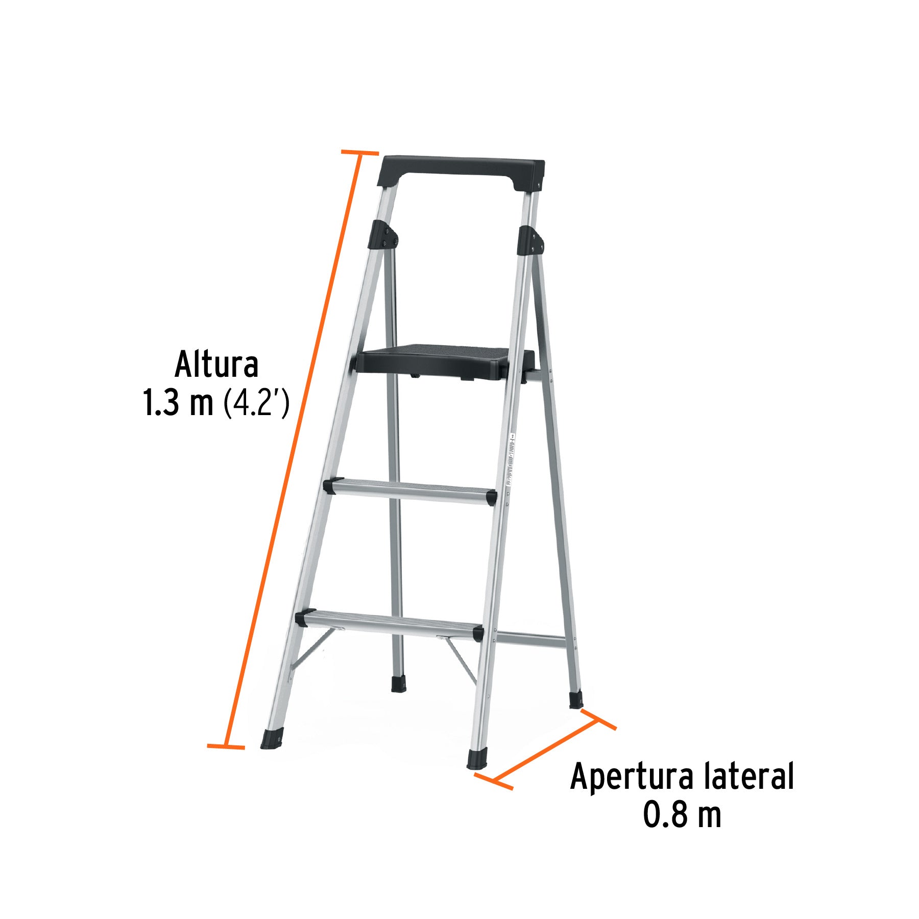 Escalerilla tubular plegable, 3 peldaños, aluminio, TRUPER