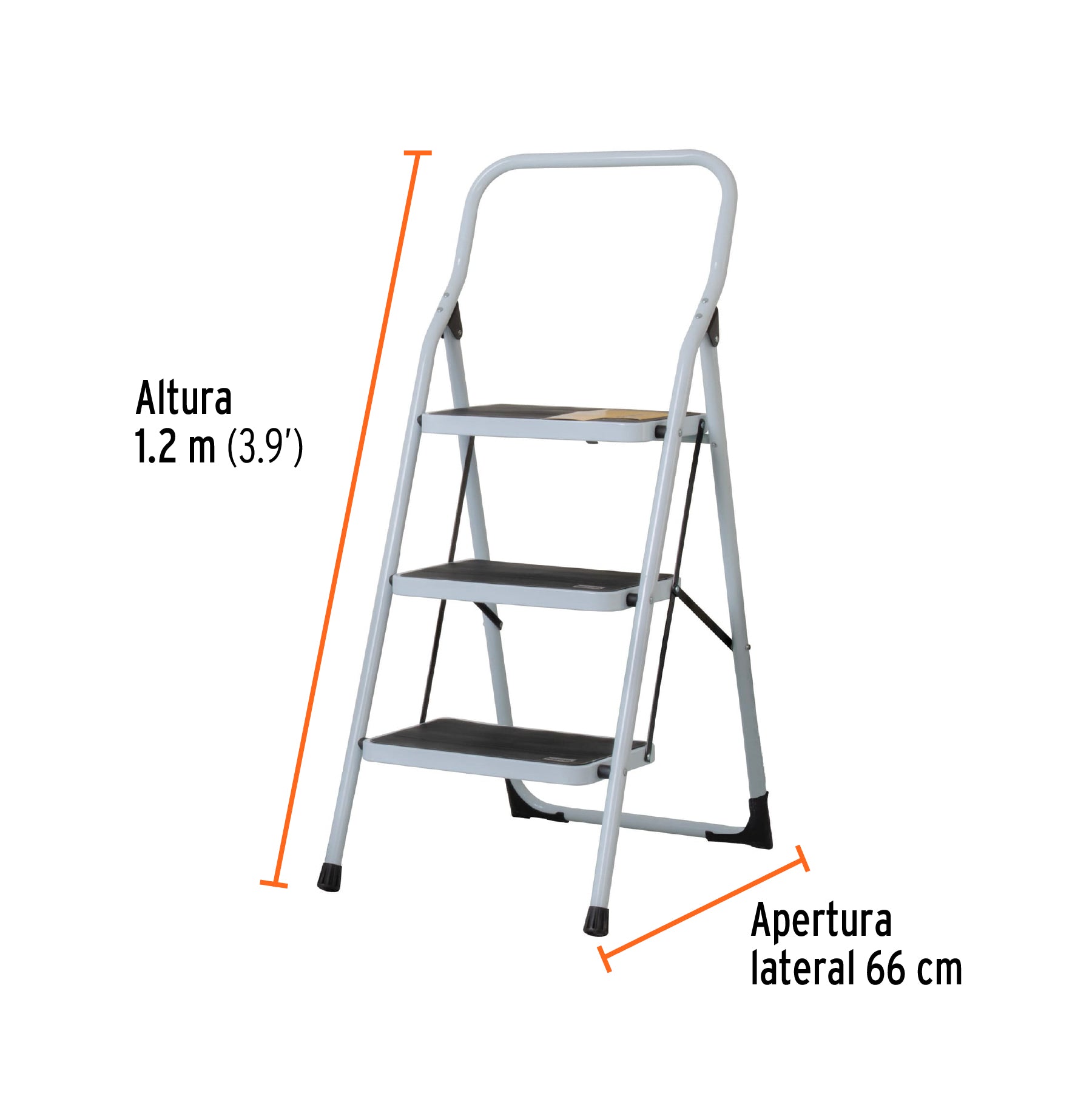Escalerilla tubular, plegable, 3 peldaños, PRETUL