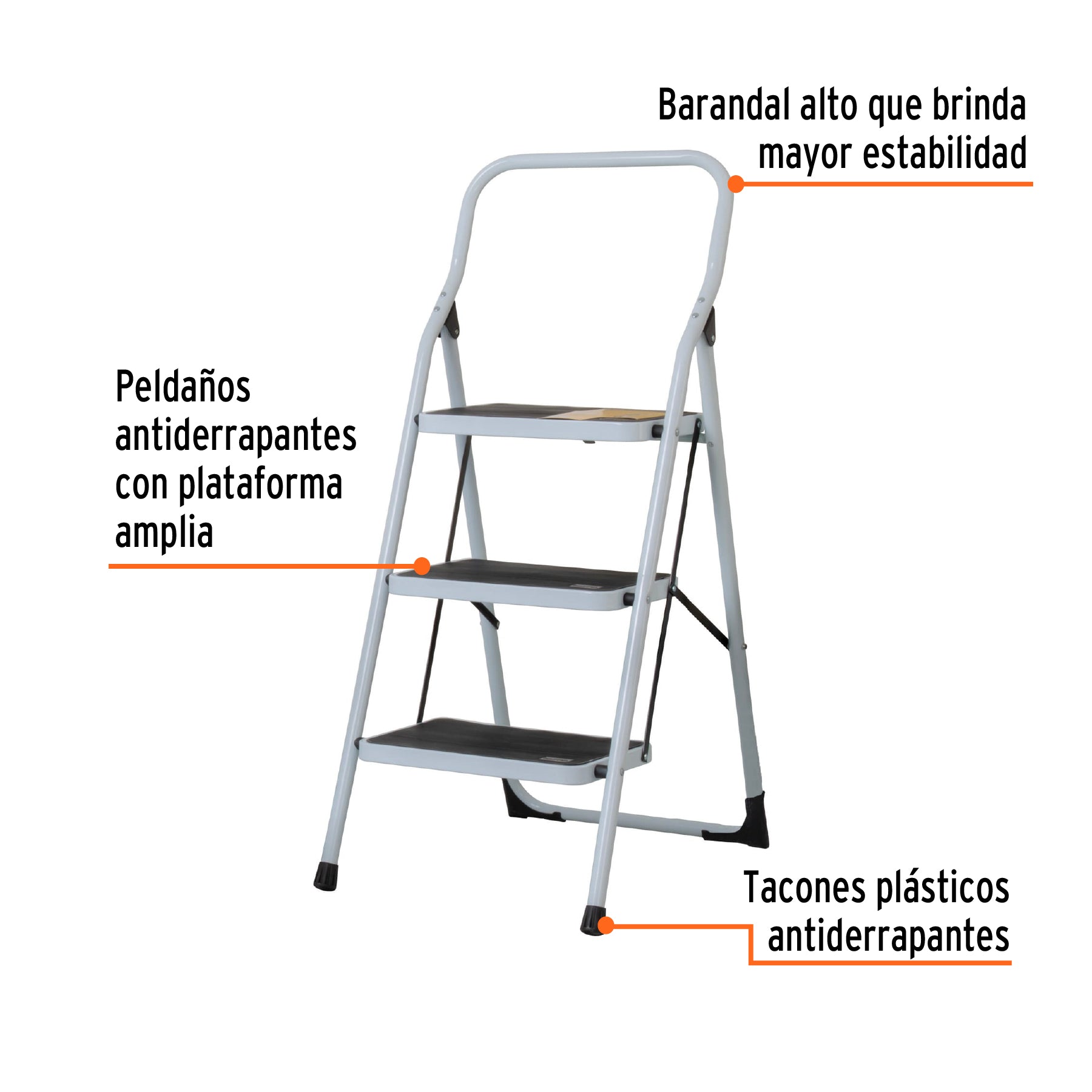Escalerilla tubular, plegable, 3 peldaños, PRETUL