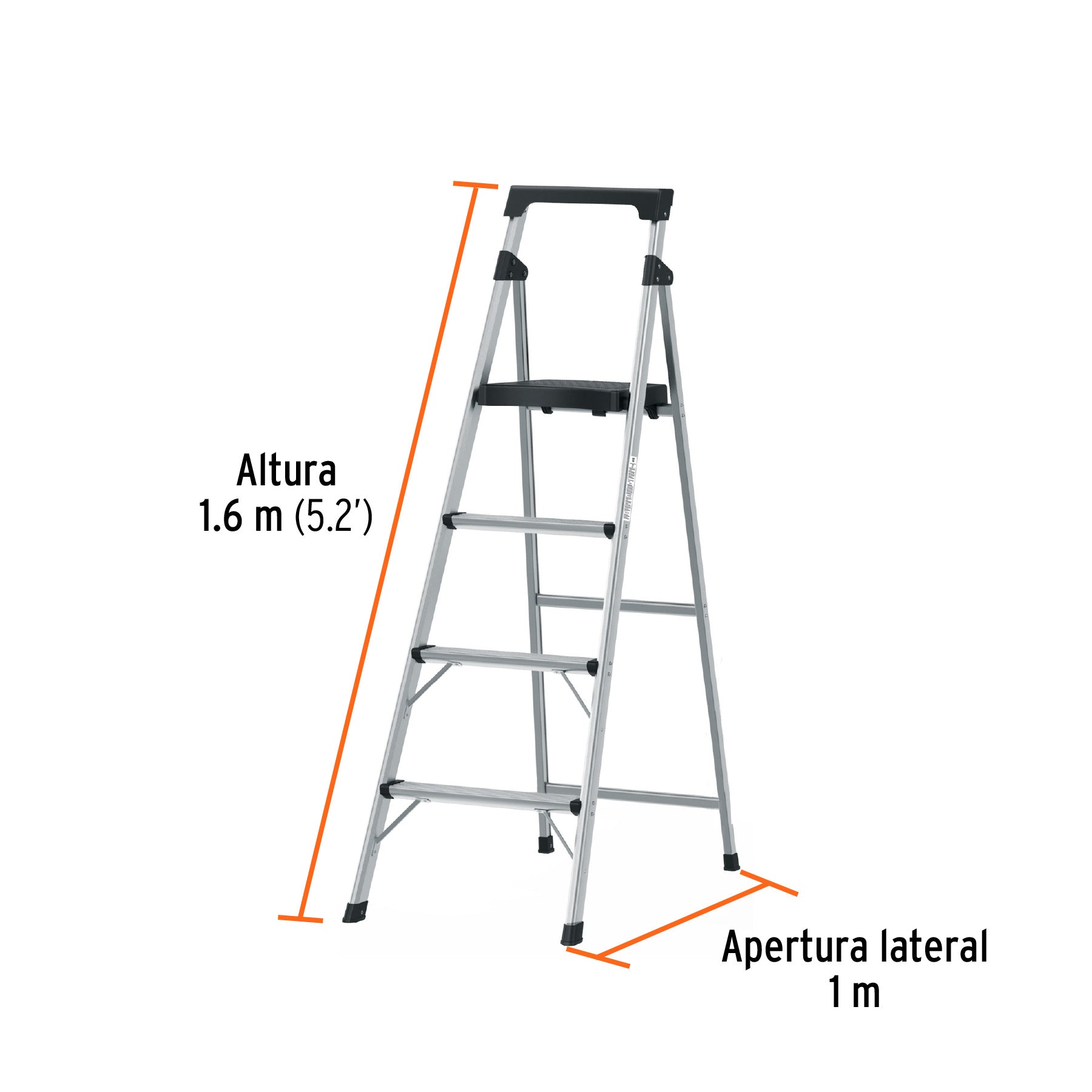 Escalerilla tubular plegable, 4 peldaños, aluminio, TRUPER
