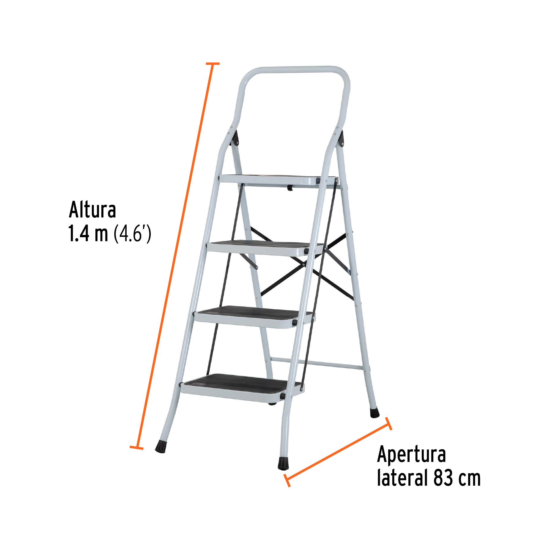 Escalerilla tubular, plegable, 4 peldaños, PRETUL
