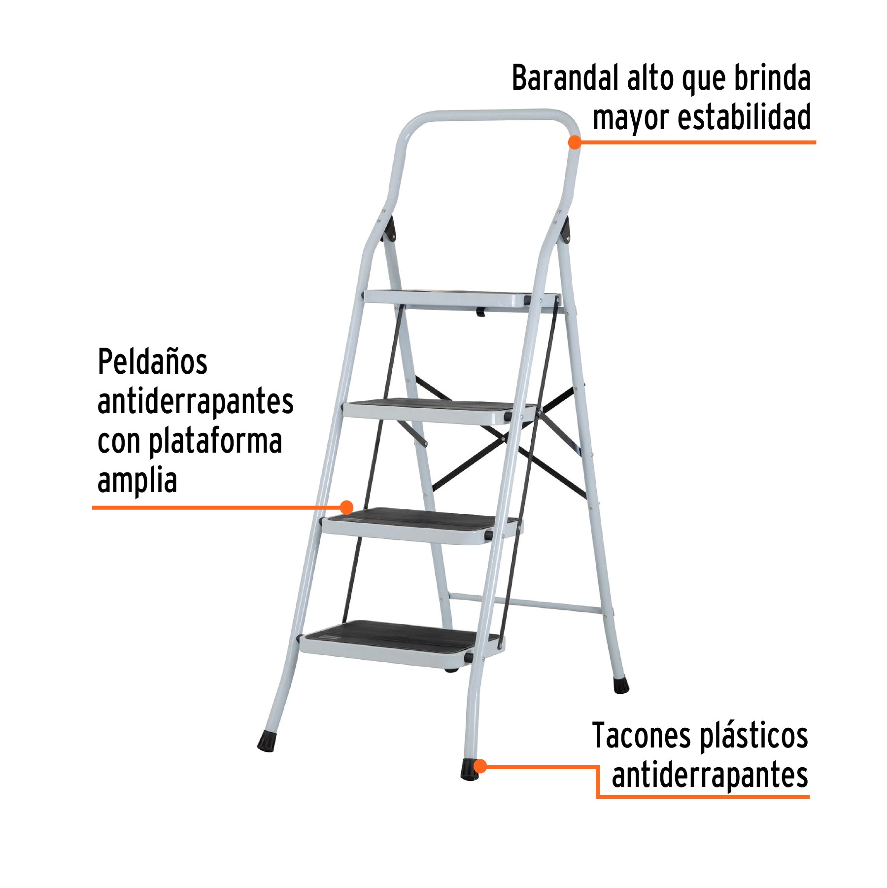 Escalerilla tubular, plegable, 4 peldaños, PRETUL